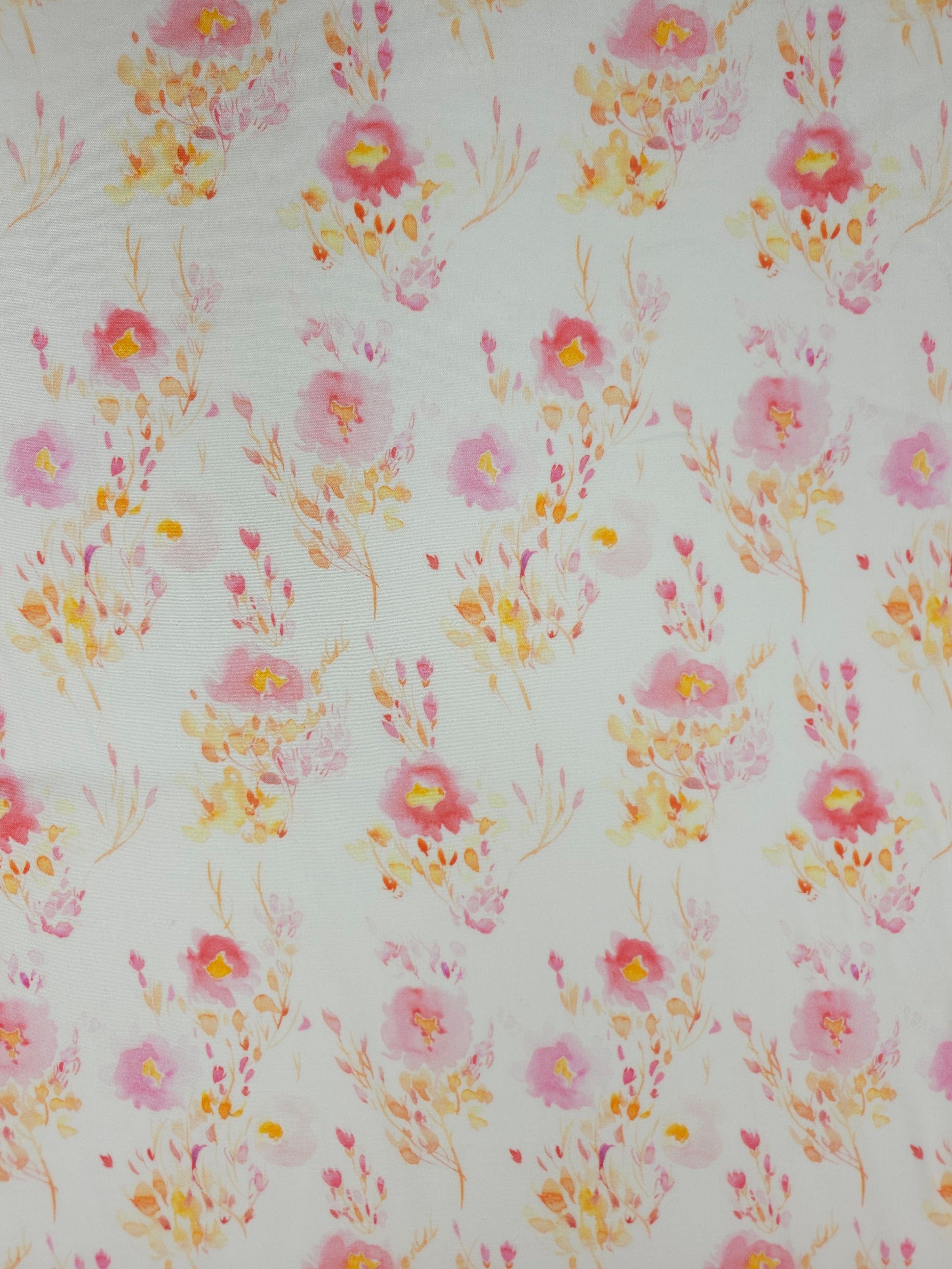 Pink/Orange Harvest Floral Viscose Challis