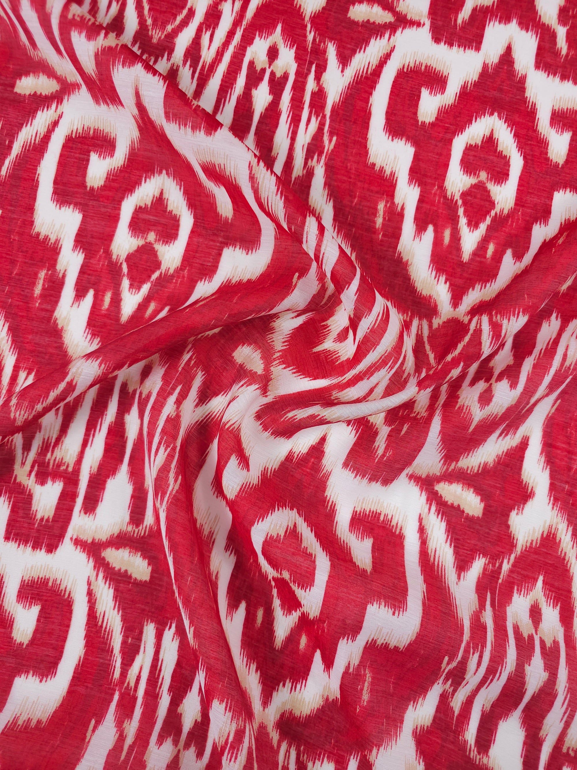 Red Blur Damask Viscose Voile