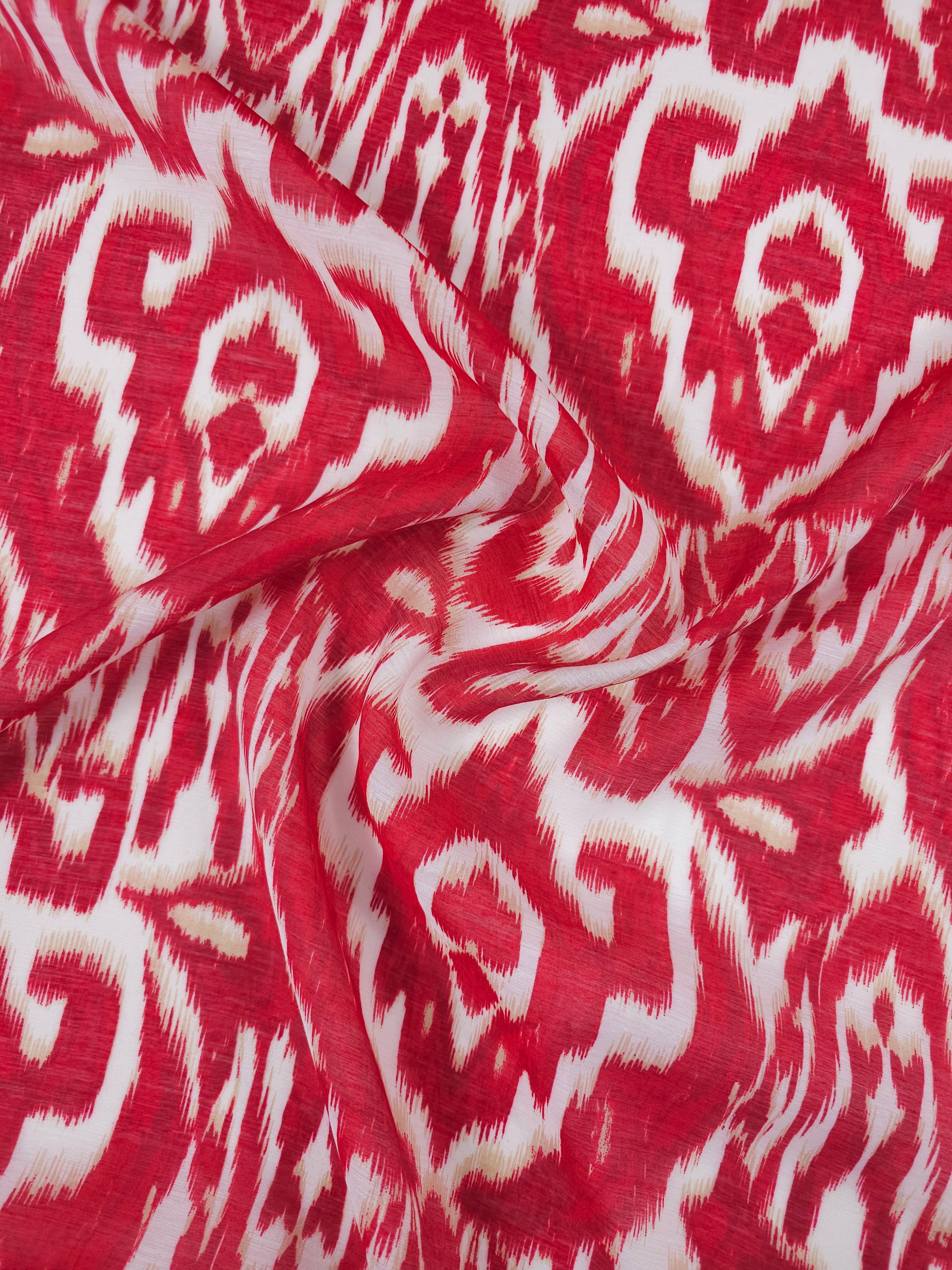 Red Blur Damask Viscose Voile