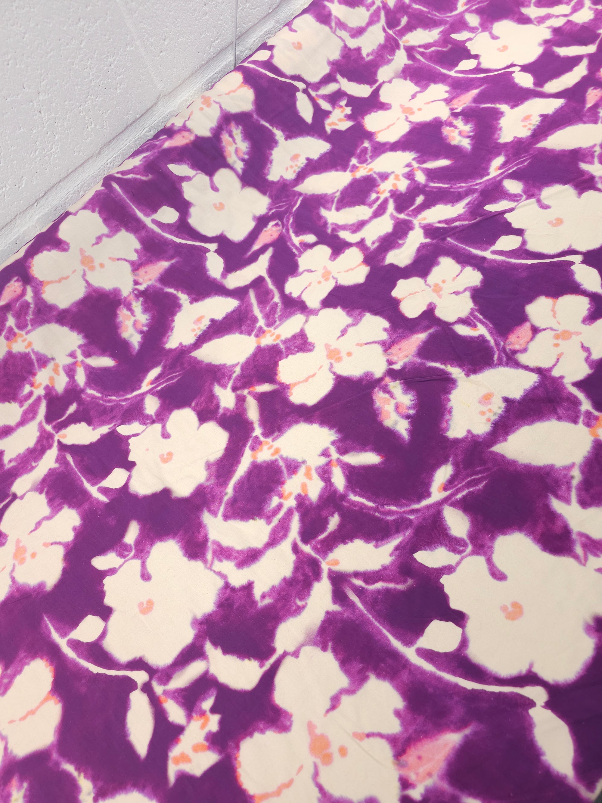 Purple/Cream Blur Flower Cotton