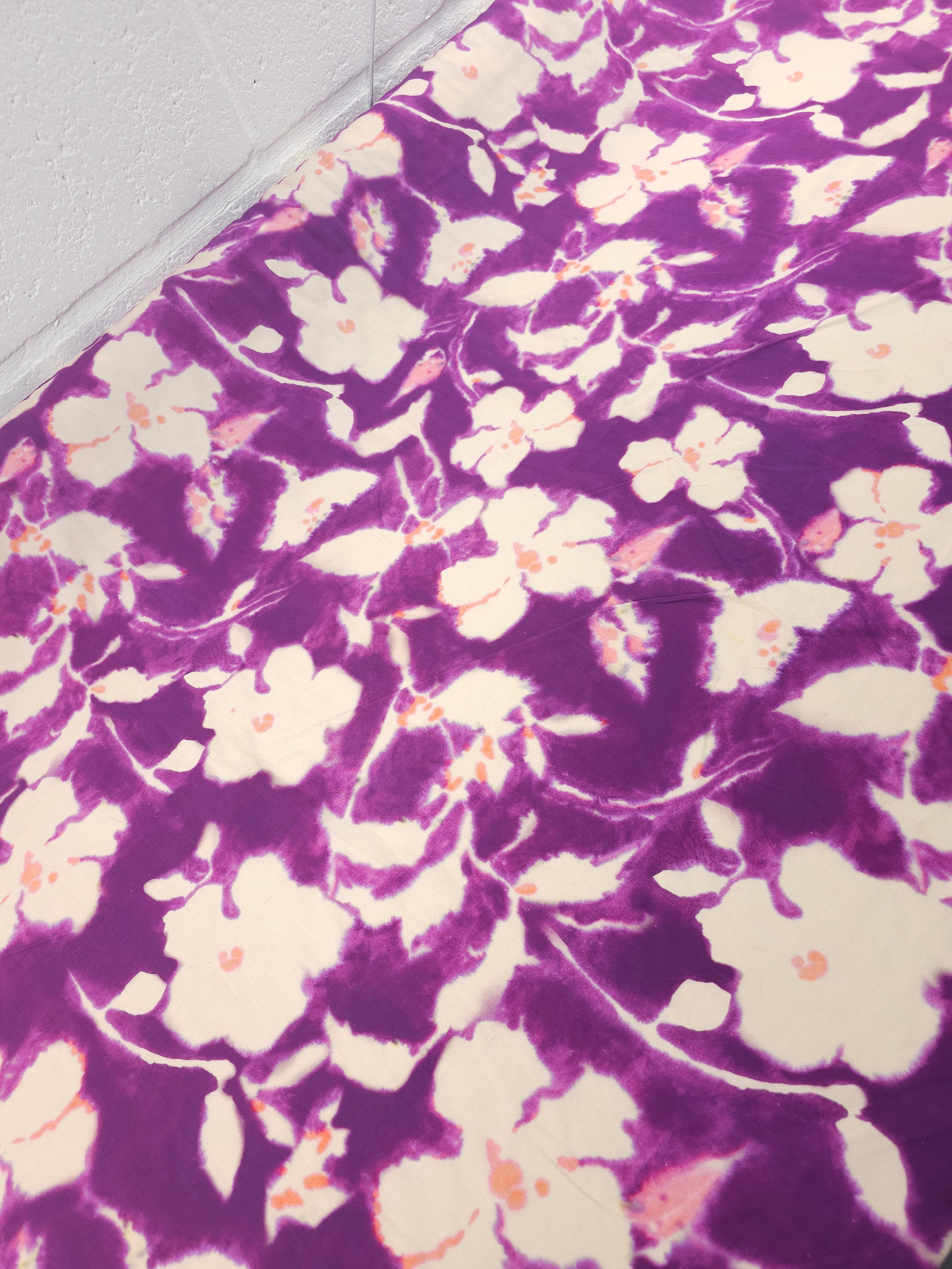 Purple/Cream Blur Flower Cotton