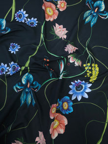 Black Floral Branch Poly Crepe