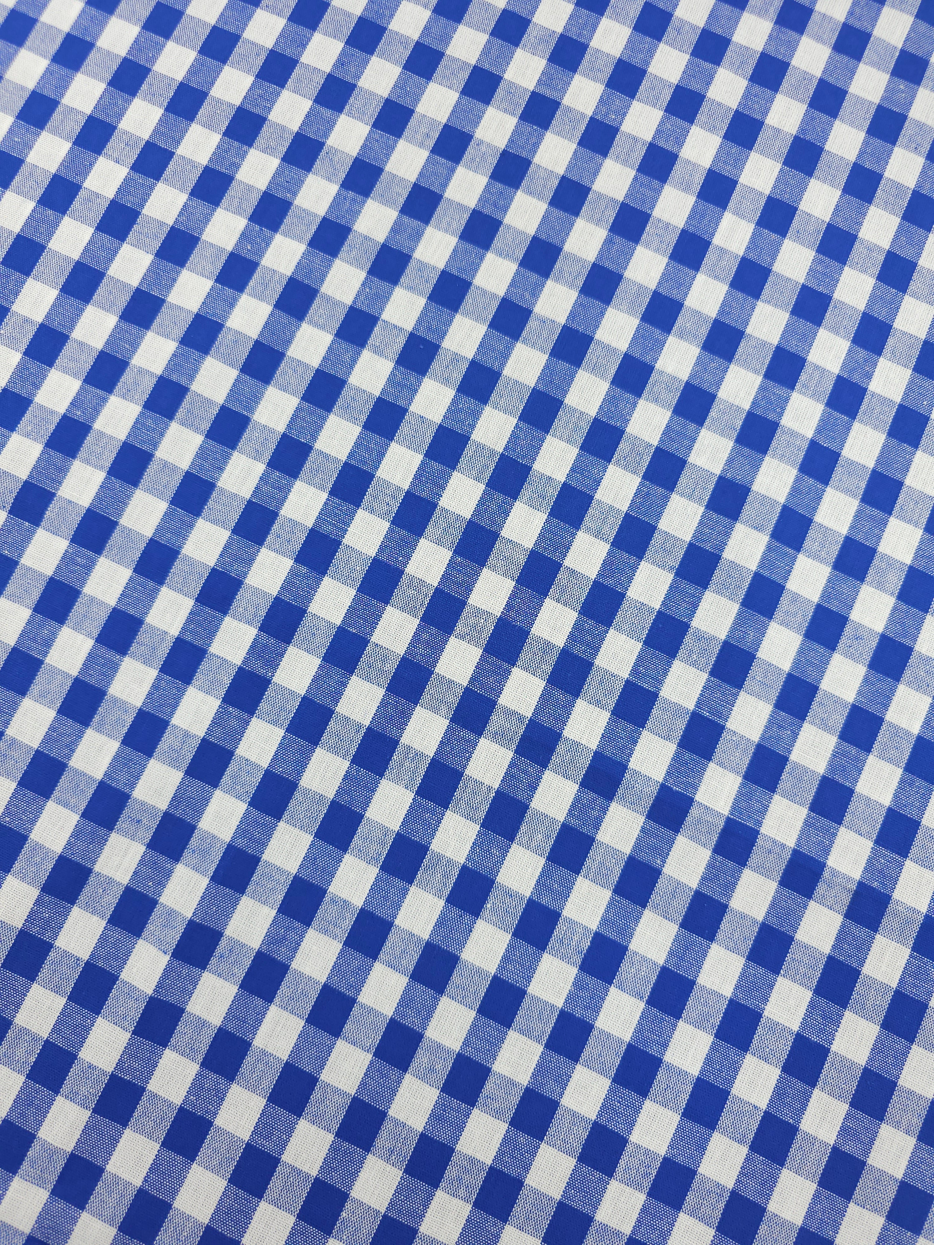 Cobalt Blue Gingham 100% Cotton