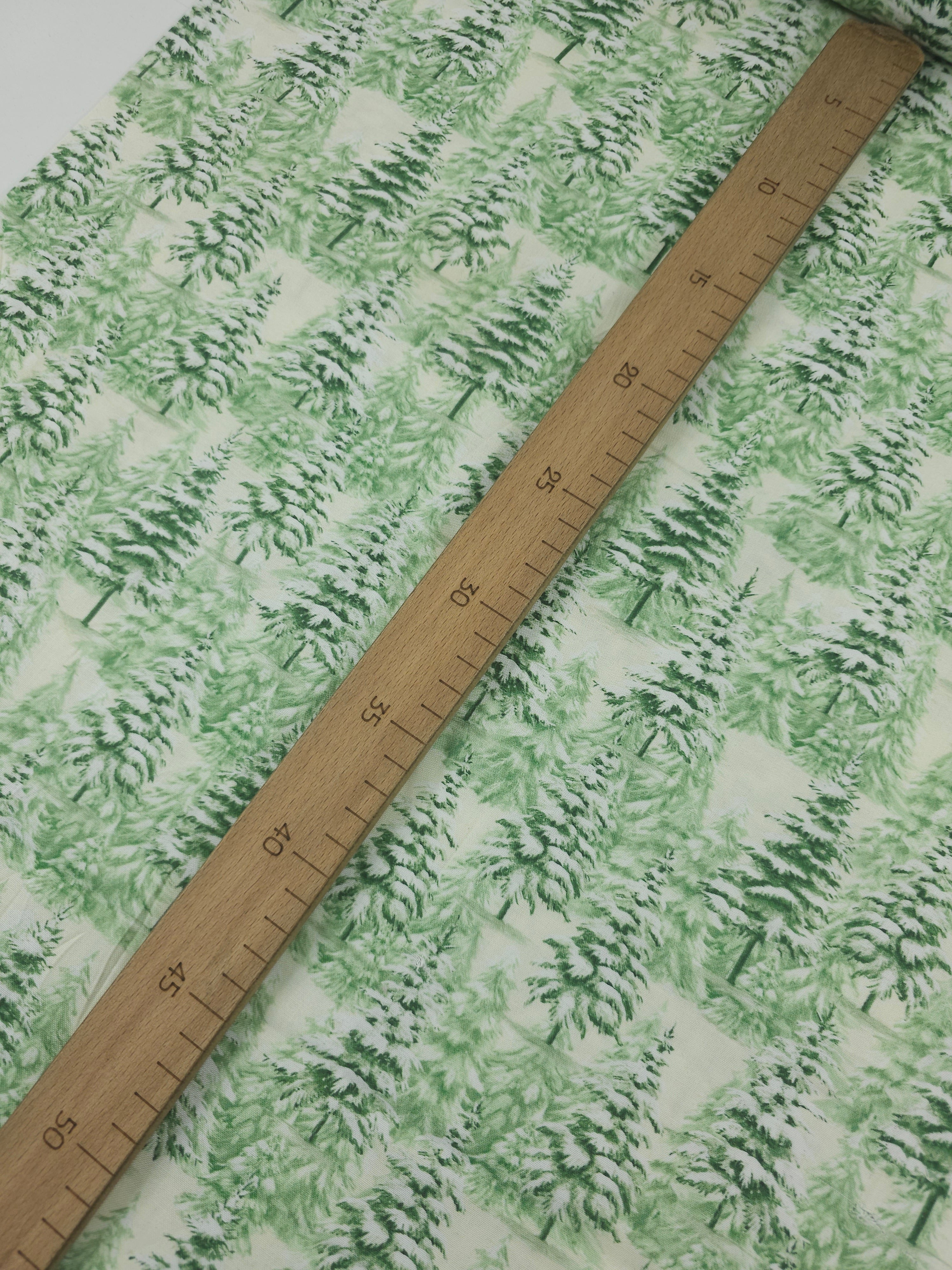 Frosty Green Christmas Trees 100% Cotton