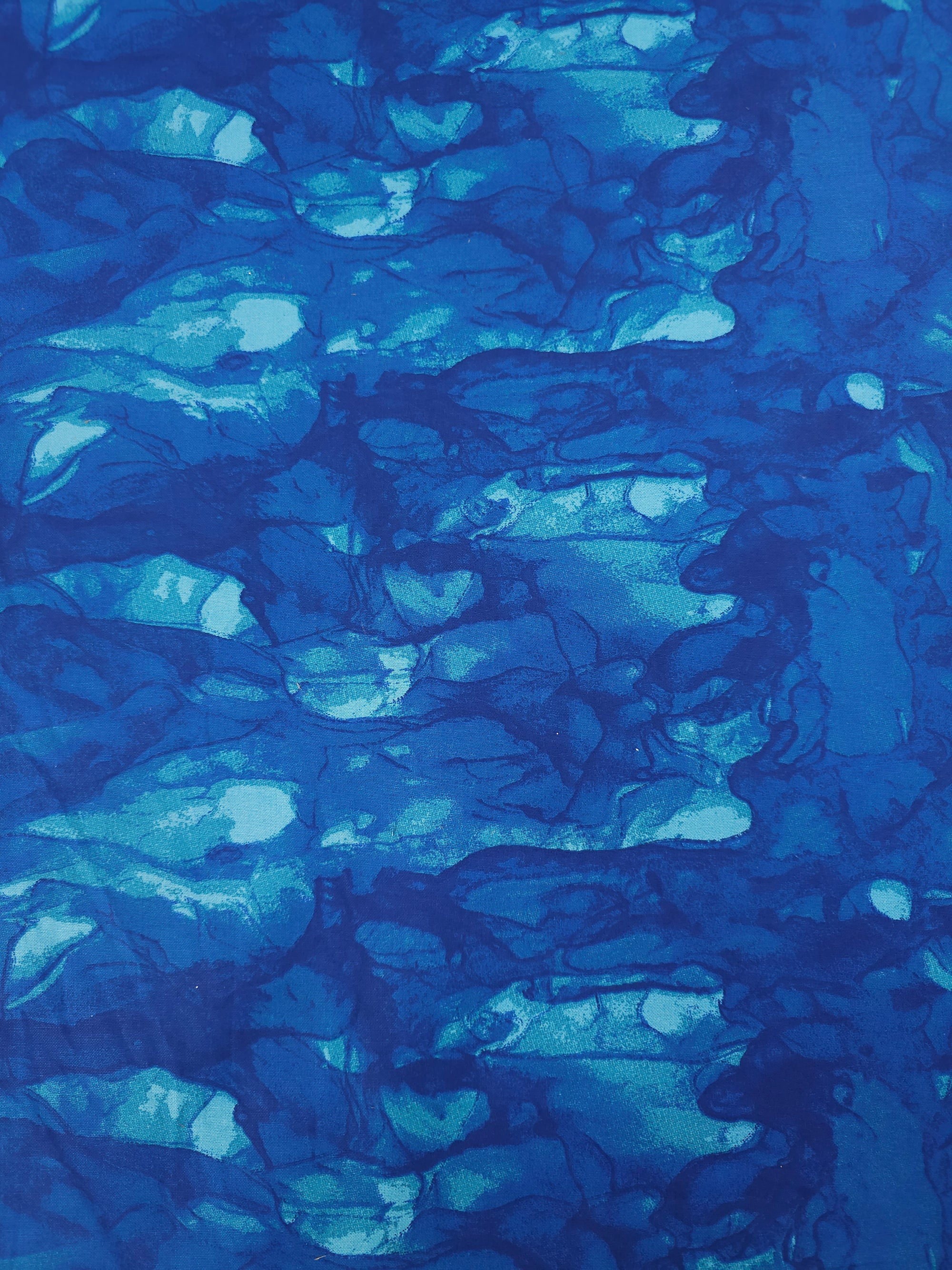 Blue Watercolour Marble 100% Cotton