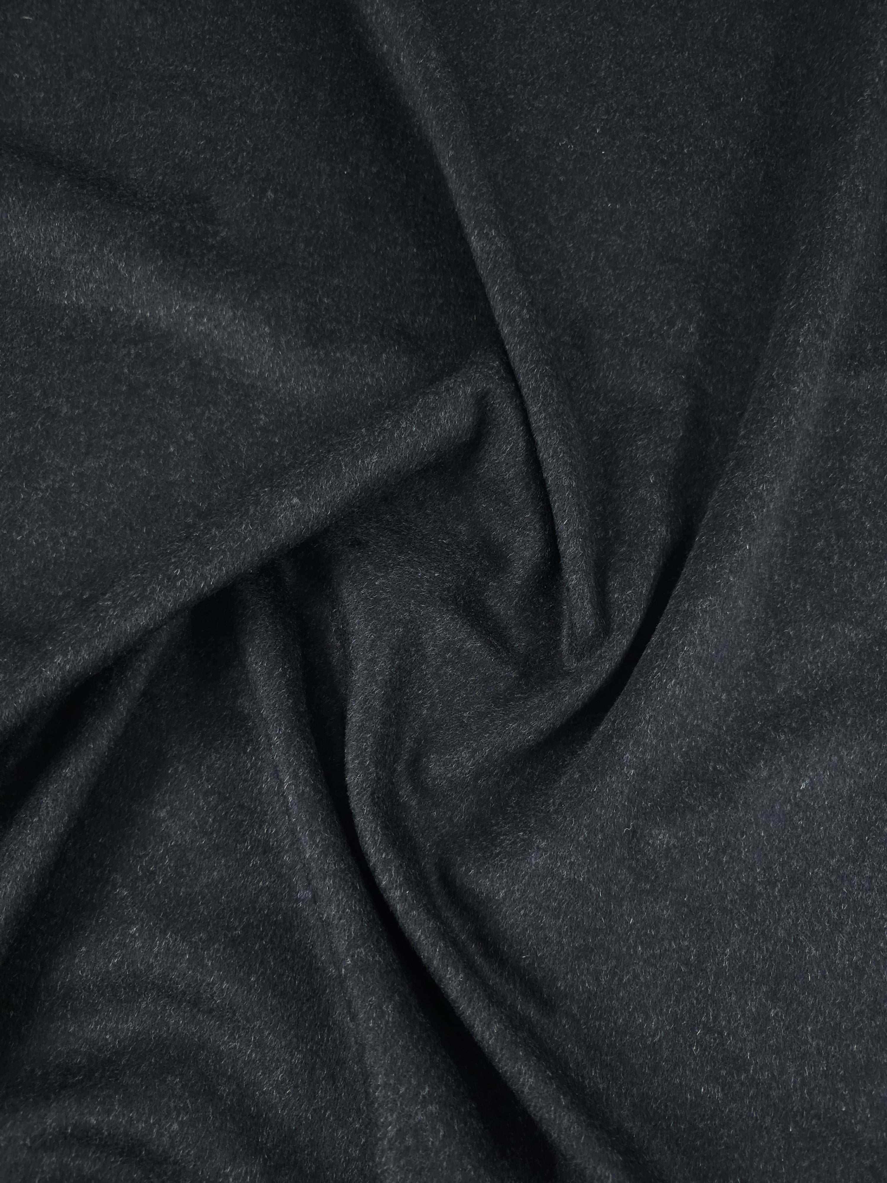Charcoal Black Brushed Cashmere 100% Wool *ABRAHAM MOON*