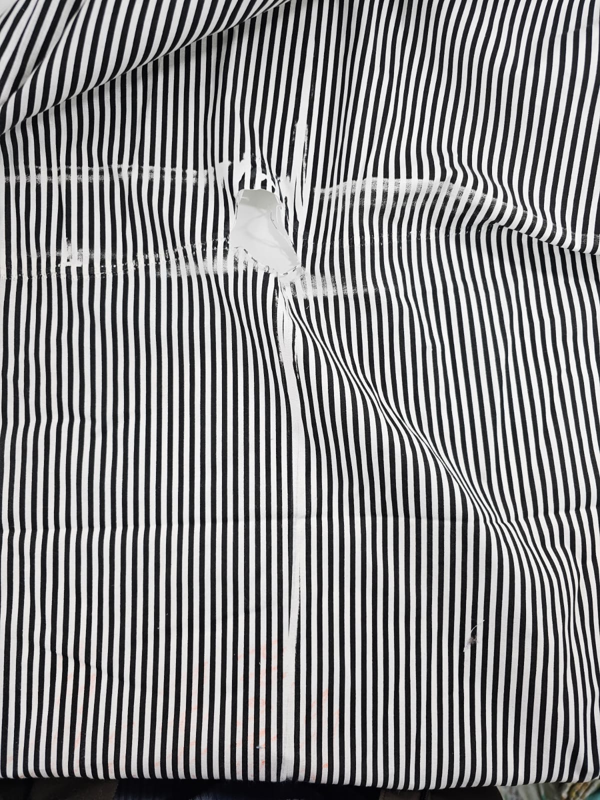 Black & White Striped Cotton (Defect)  - 4.5m Piece