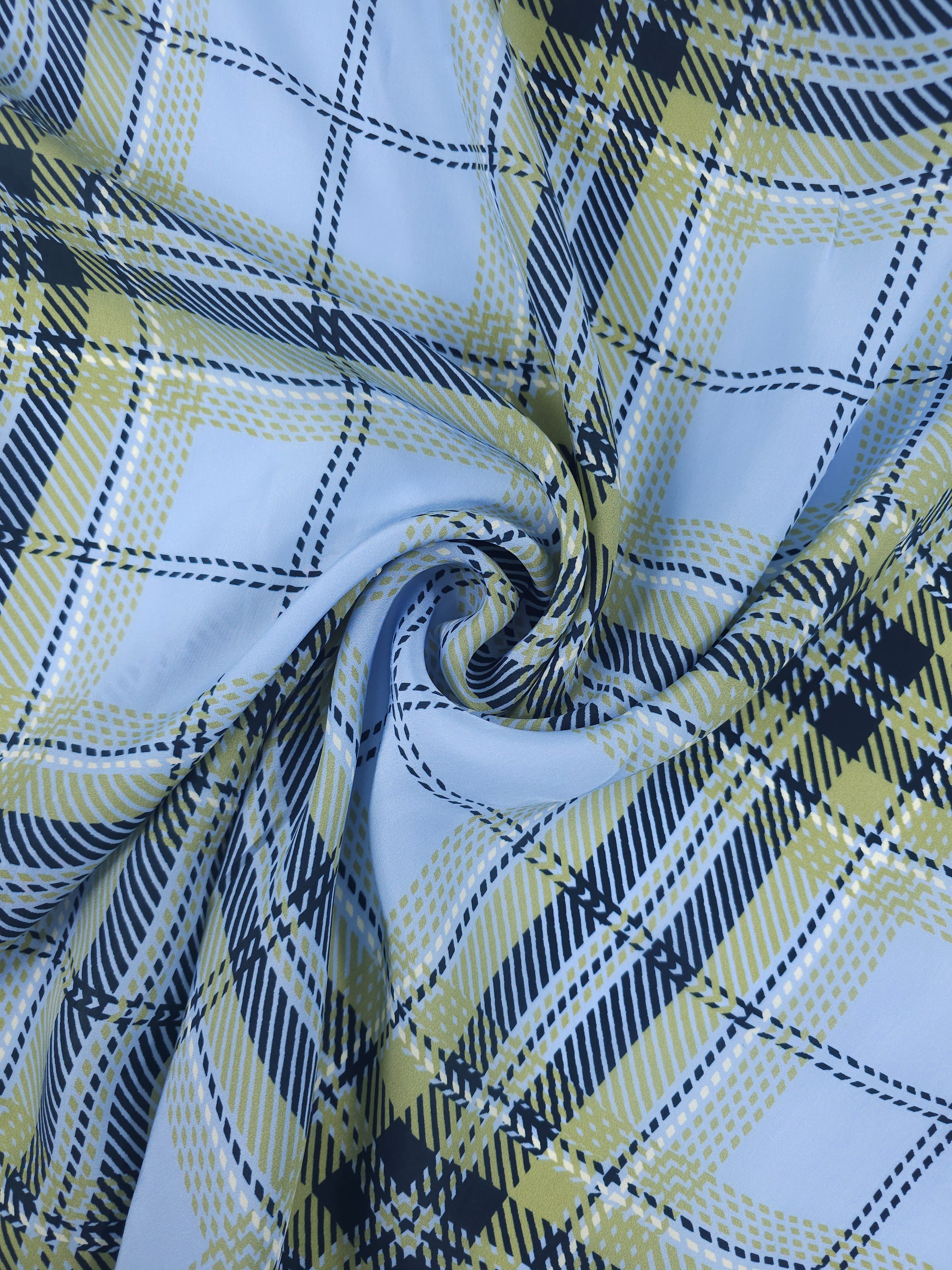 Baby Blue Tartan Cupro