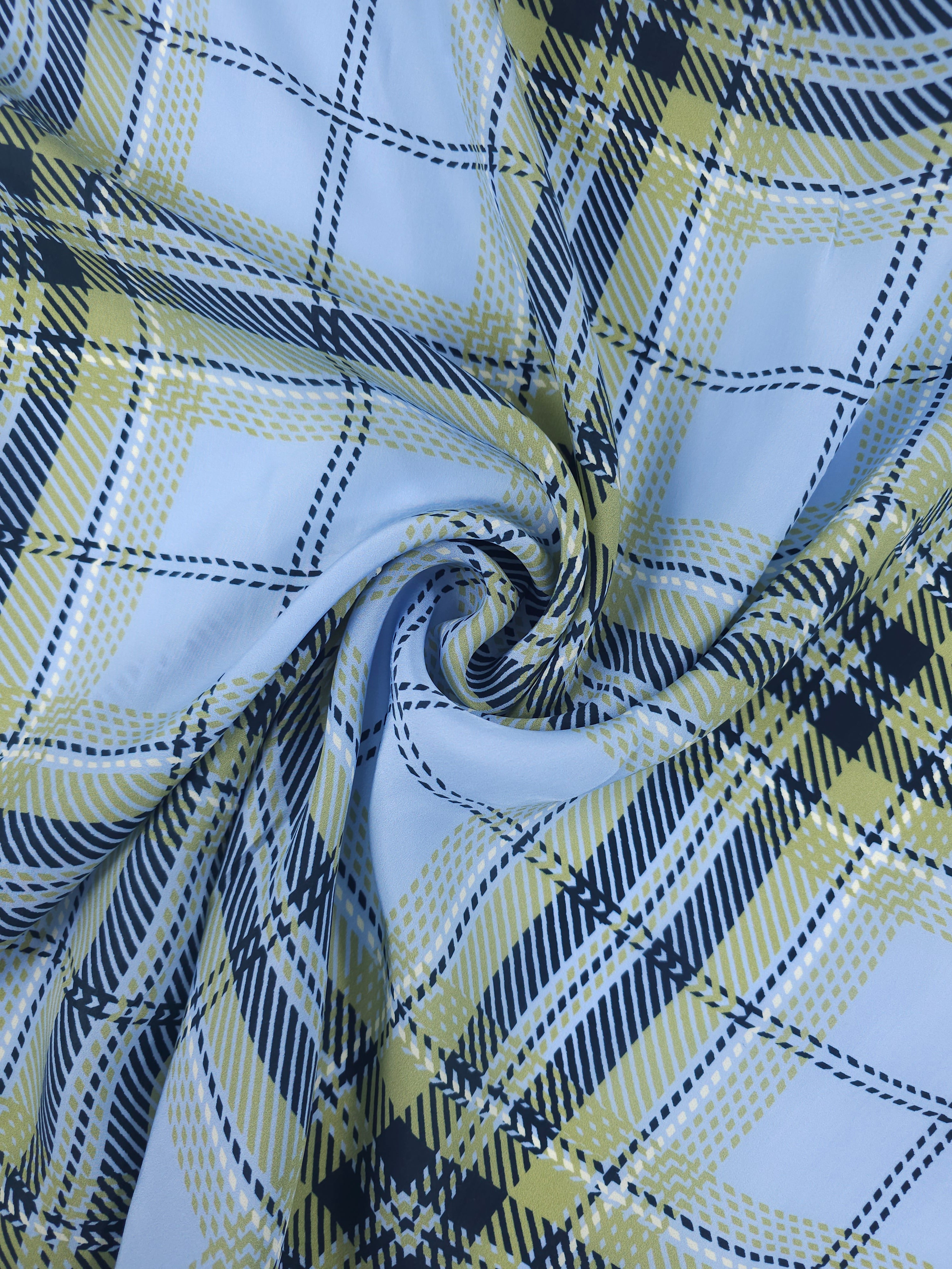 Baby Blue Tartan Cupro