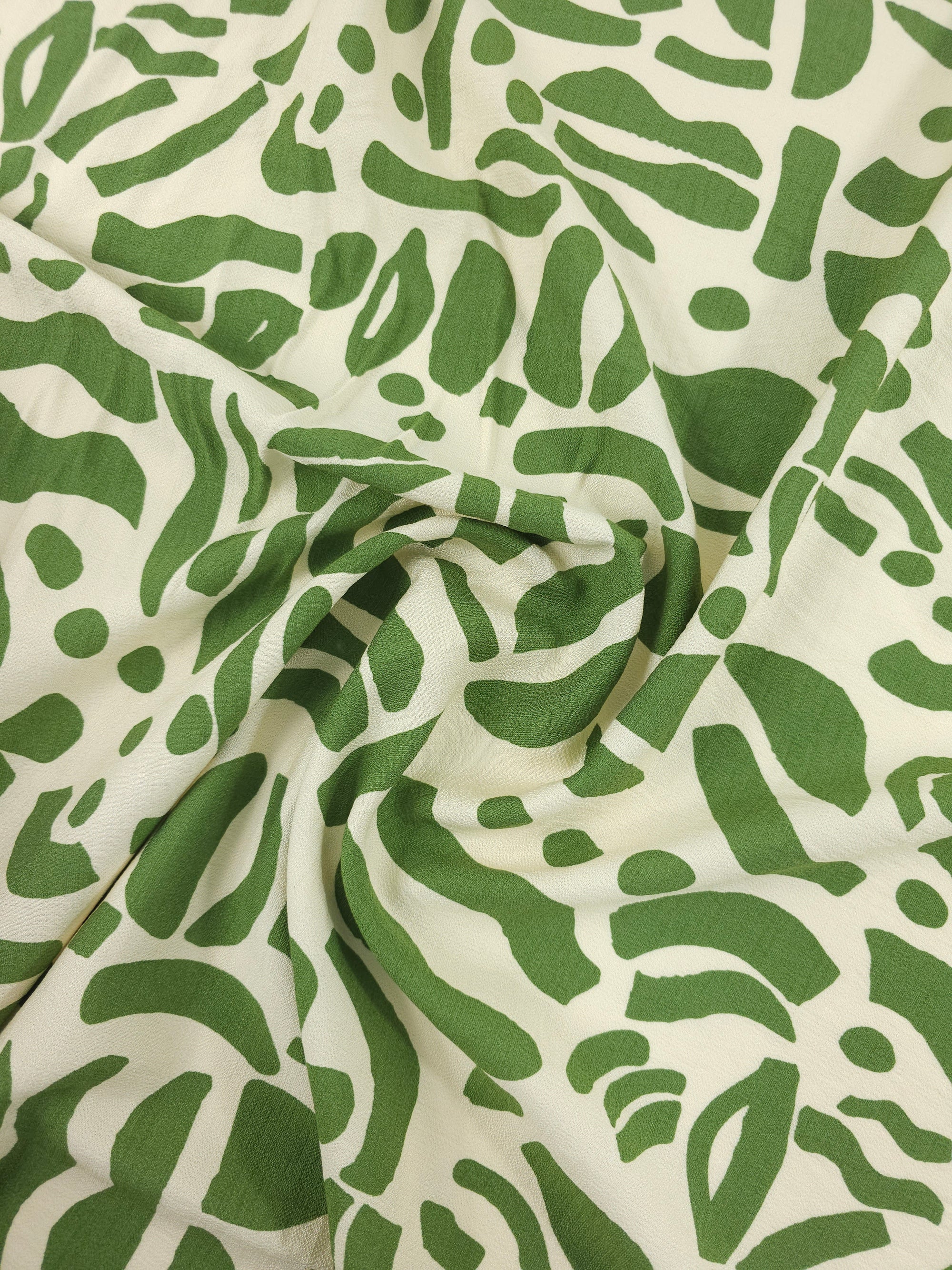 Ivory/Sage Abstract Shapes Viscose Mix