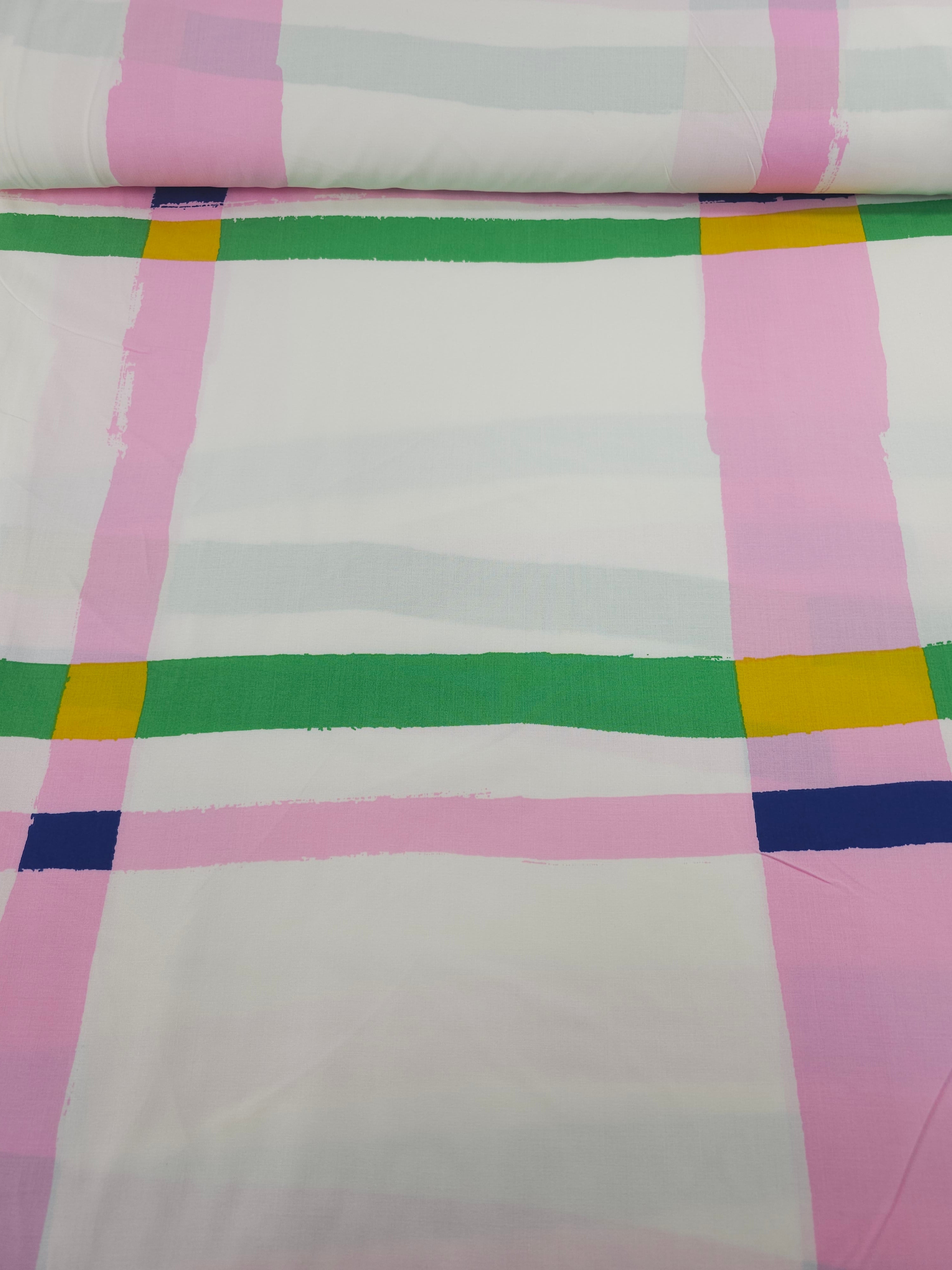 Pink Grid Check 100% Cotton 94” *EXTRA WIDE*