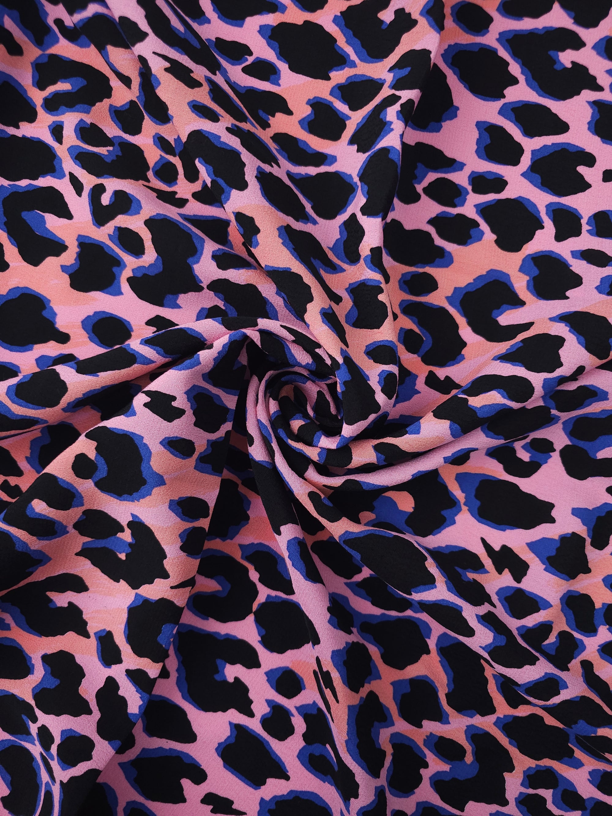 Pink/Blue Abstract Leopard Viscose Crepe *SCAMP & DUDE*