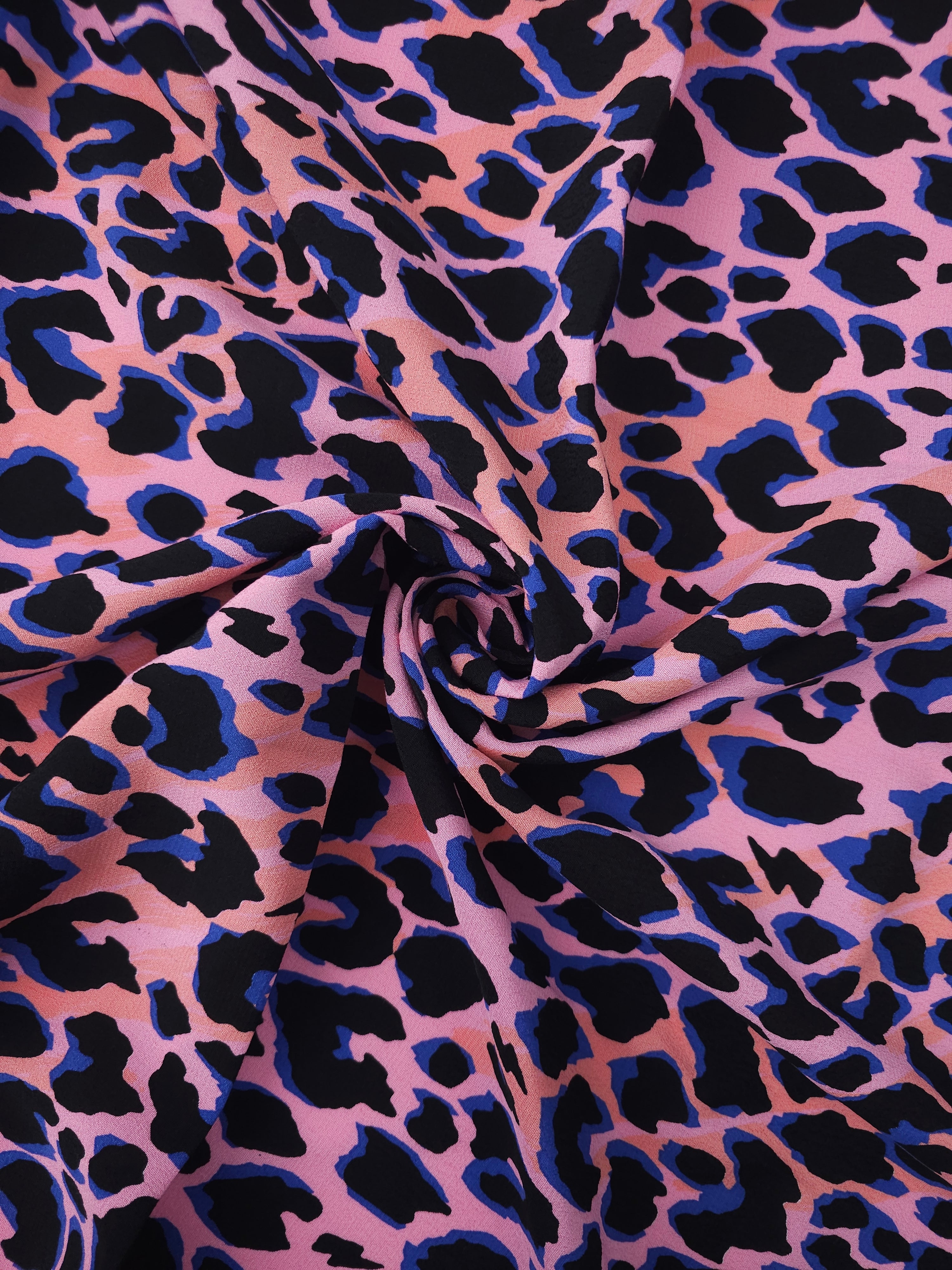 Pink/Blue Abstract Leopard Viscose Crepe *SCAMP & DUDE*