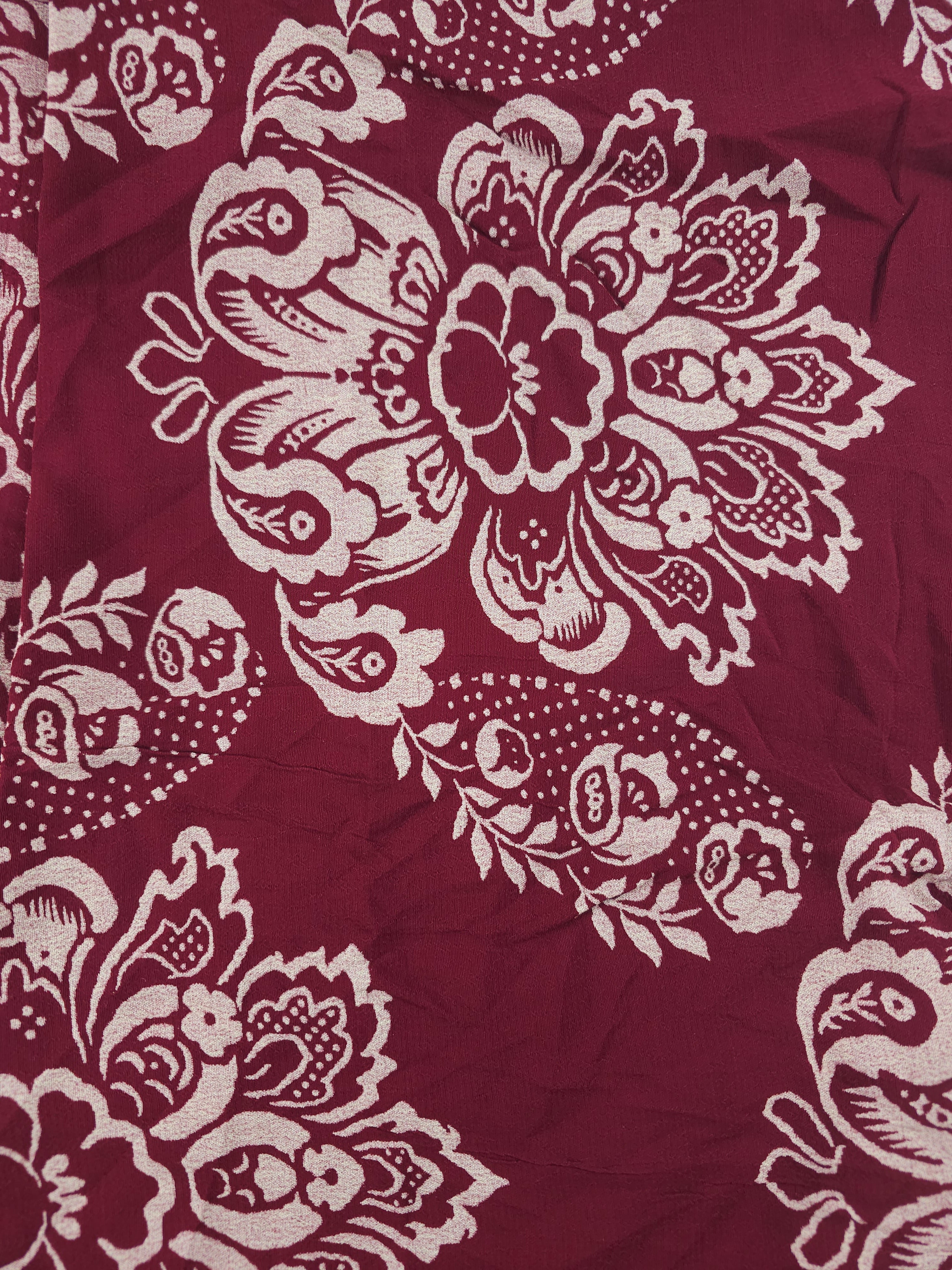 Burgandy flower Viscose- 3m piece