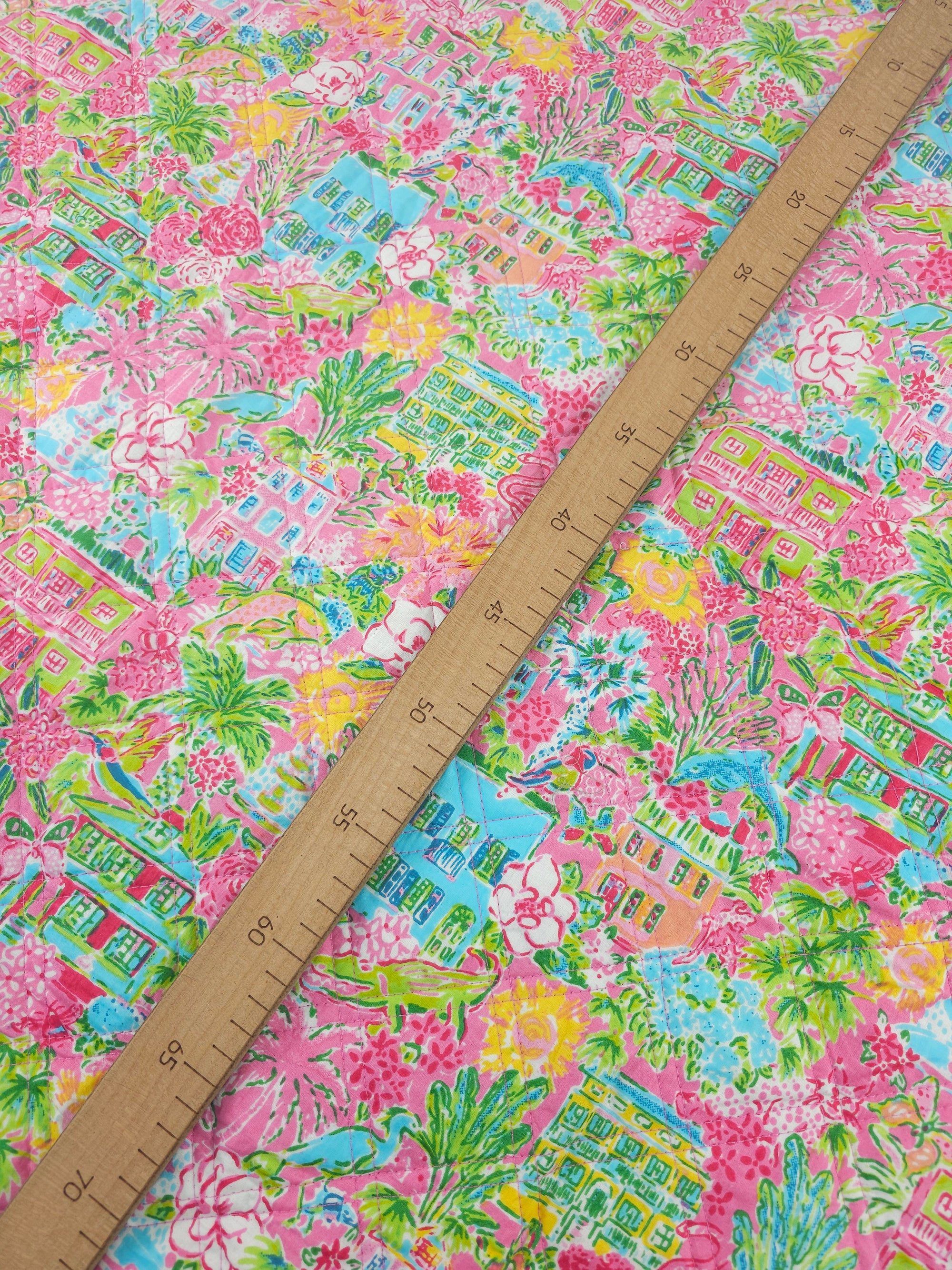 Pink Floral Southern Homes Quilted Screen Print - 1.35m Piece