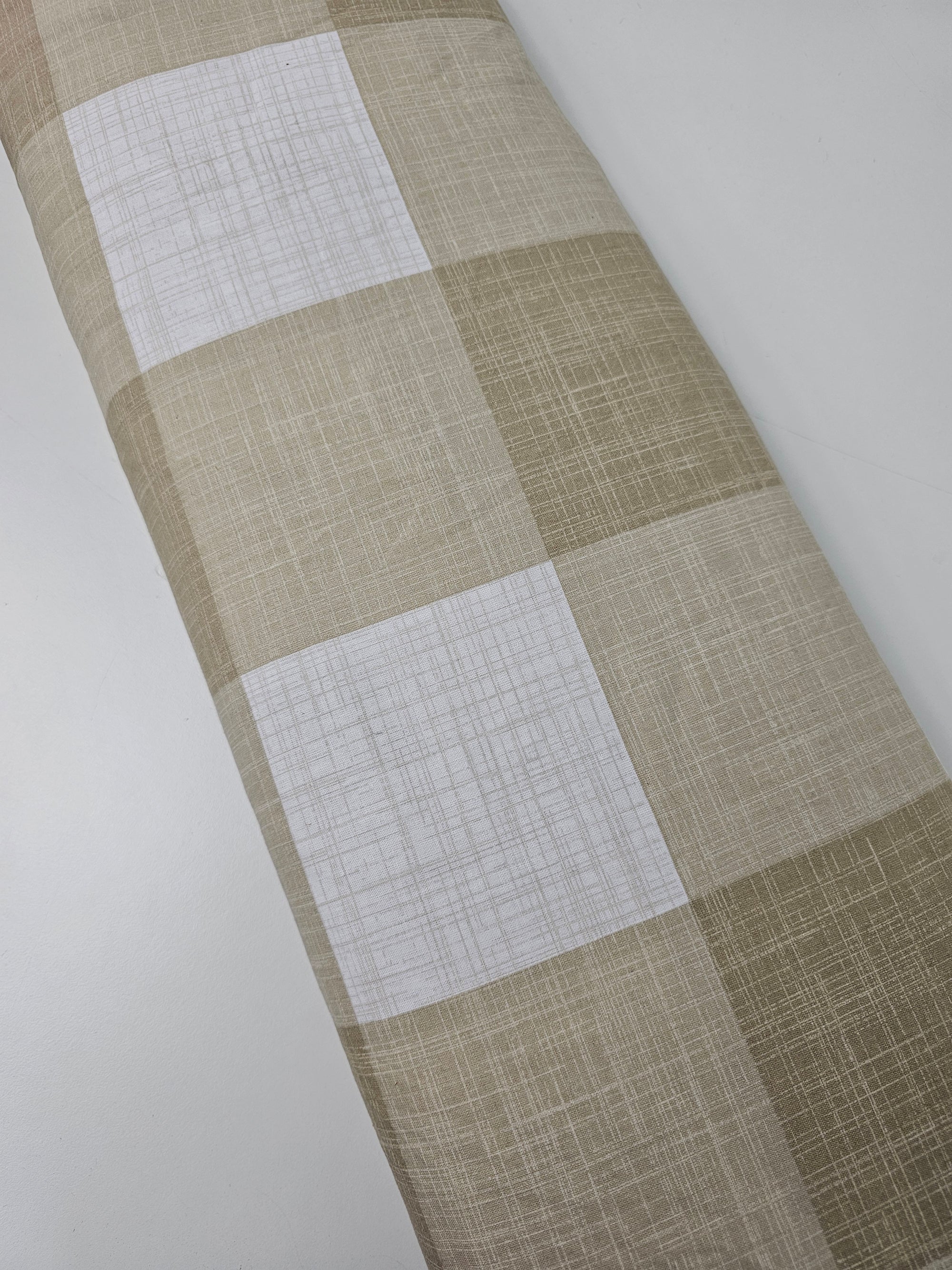 Oat Large Check 100% Cotton *EXTRA WIDE*