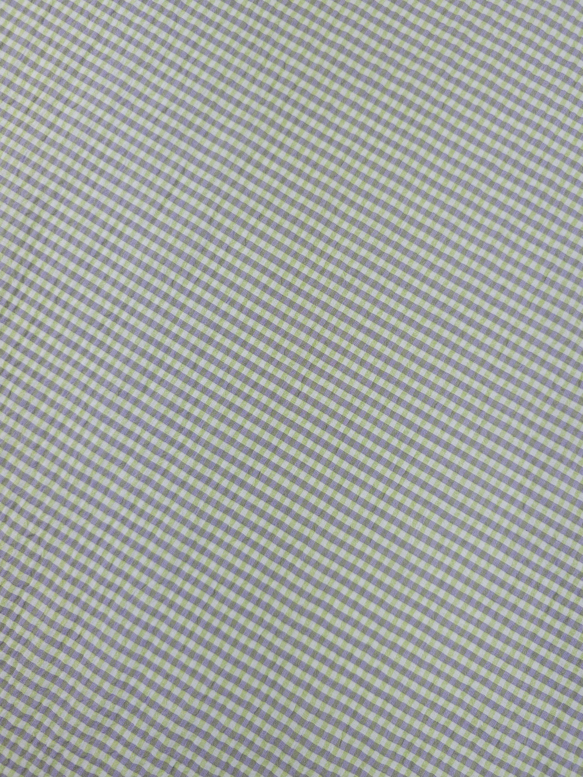 Lime Green/Lilac Mini Gingham Crinkle Poly Cotton