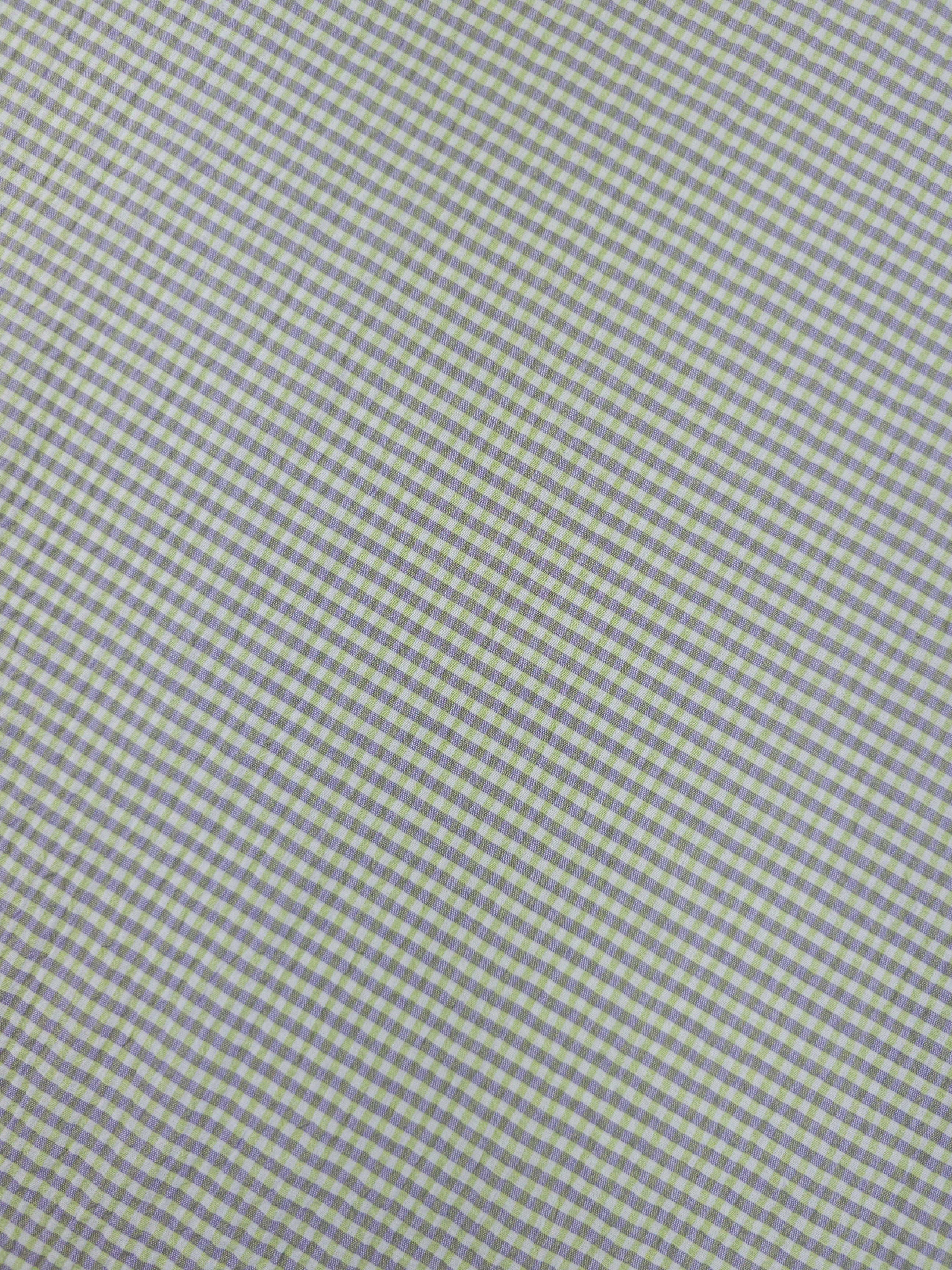 Lime Green/Lilac Mini Gingham Crinkle Poly Cotton