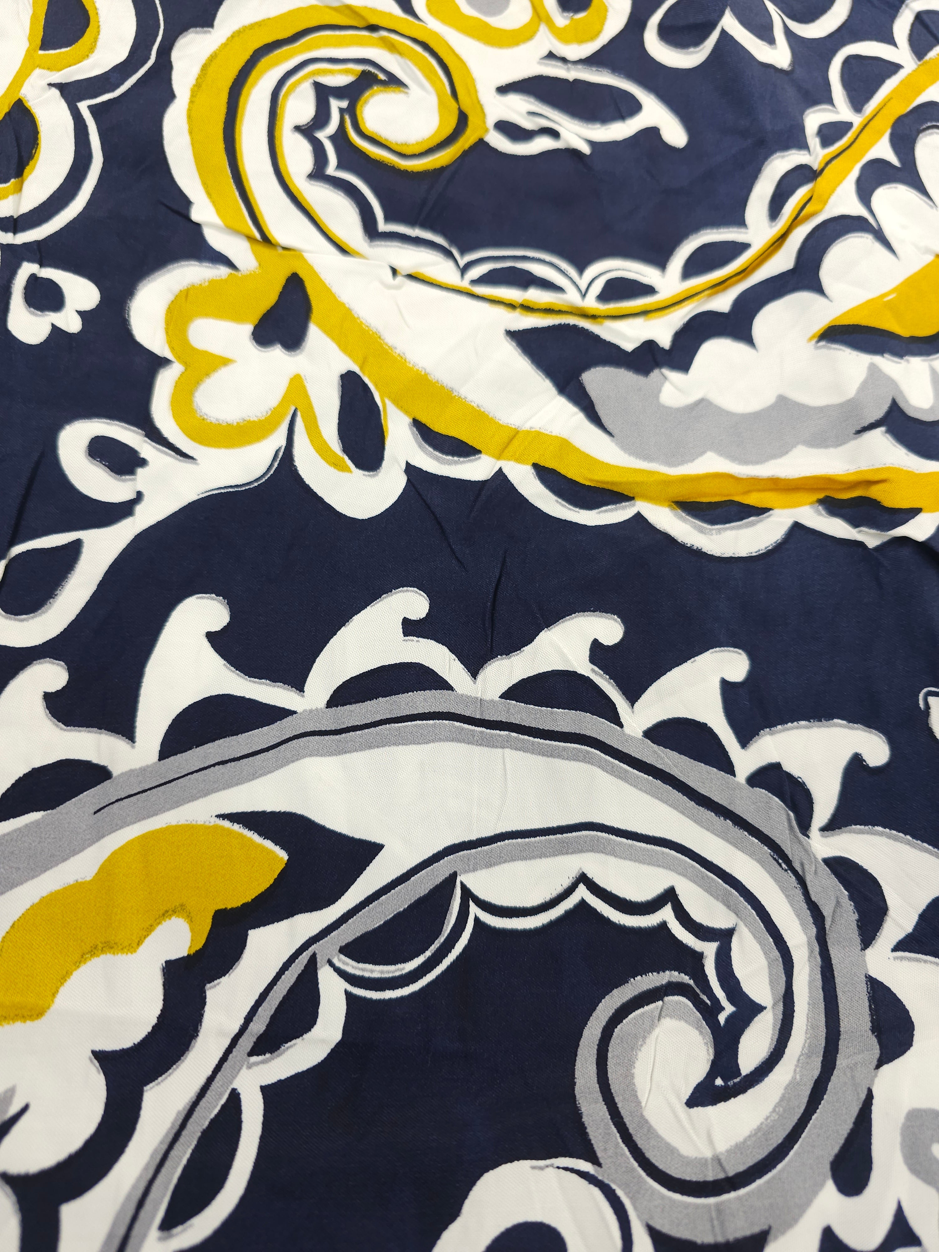 Navy sunshine paisley Viscose sateen- 2m piece