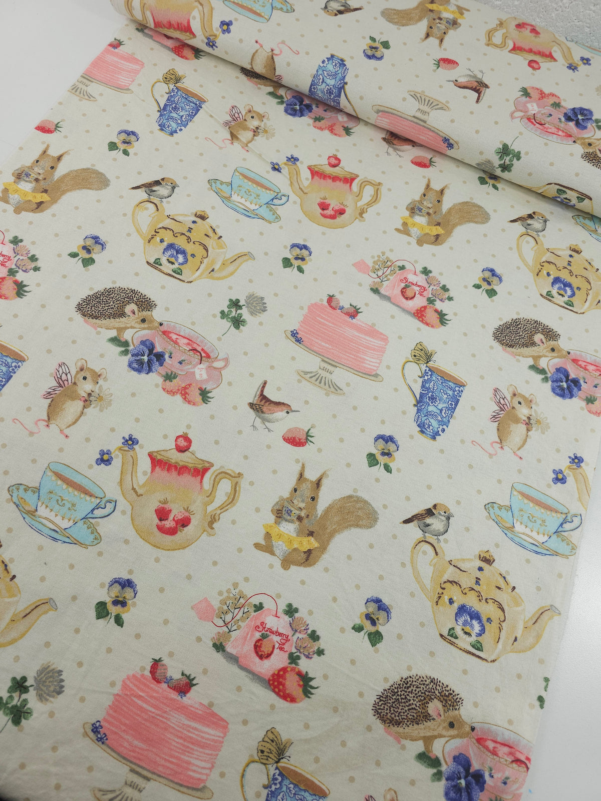 Hedgehog Mouse Tea Party Lightweight Flannel Cotton
