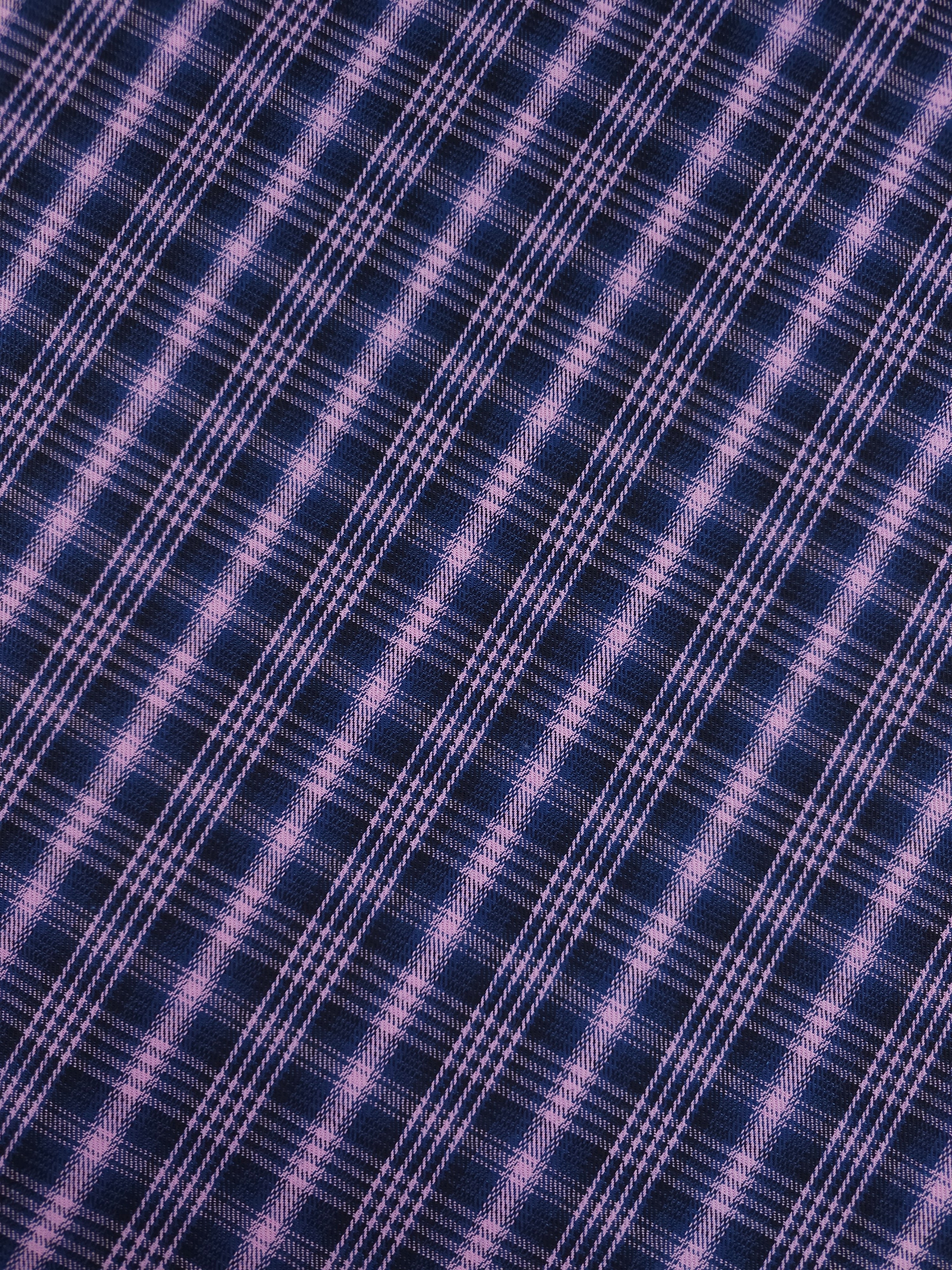 Pinky Lilac/Navy Tartan Denim