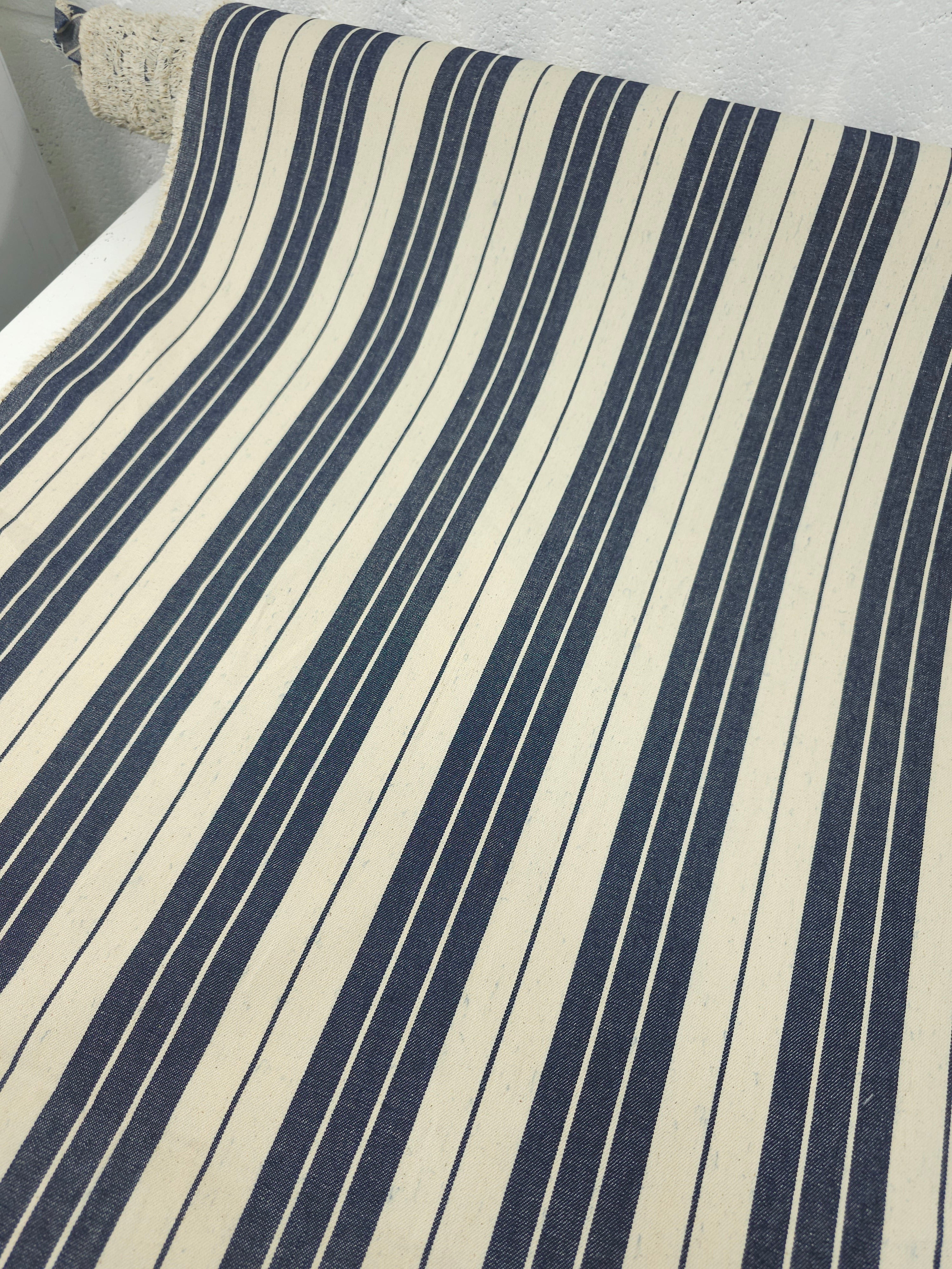 Cream/Navy Multi Stripe Denim