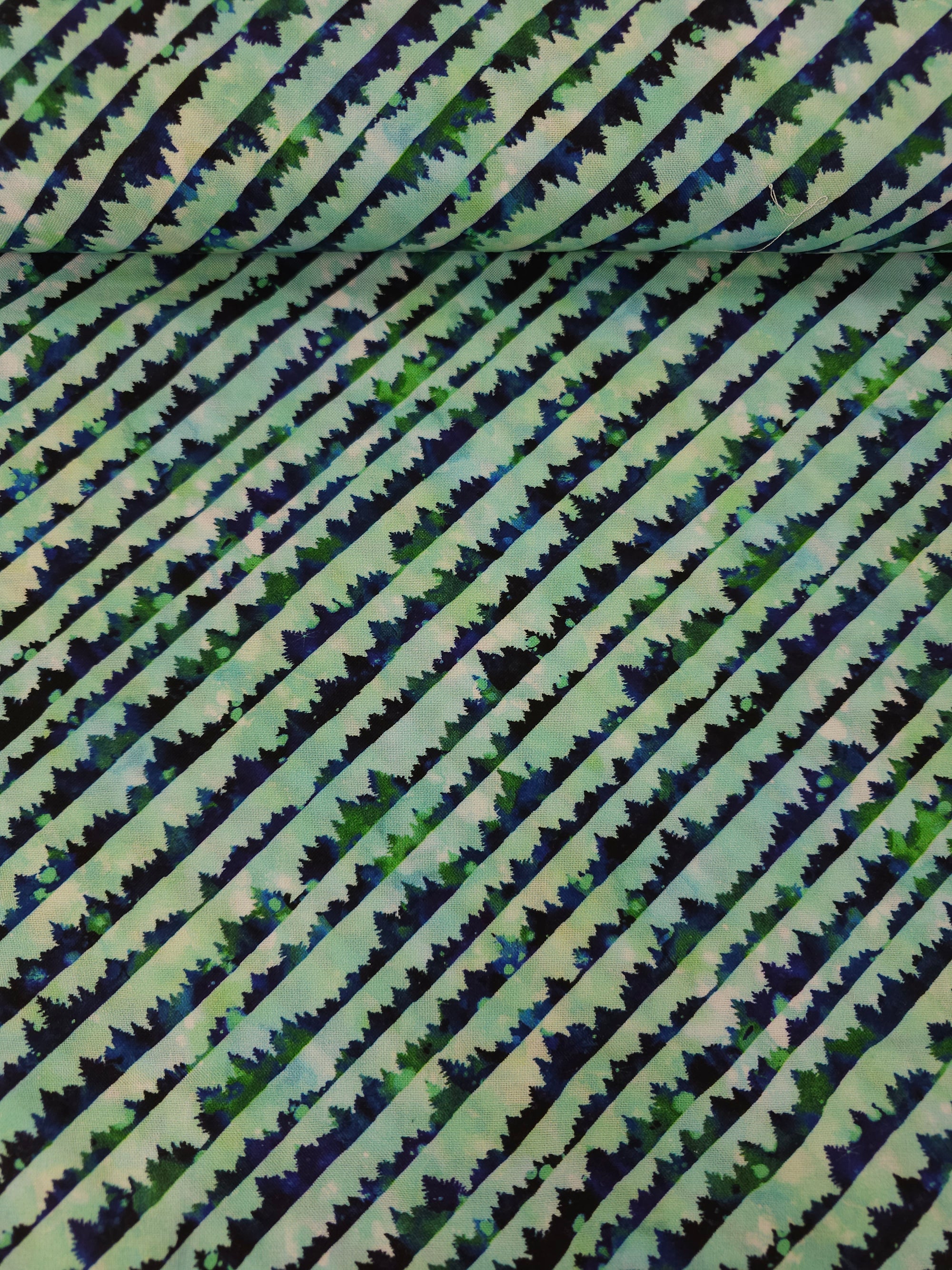 Green Tree Forest Stripe 100% Cotton