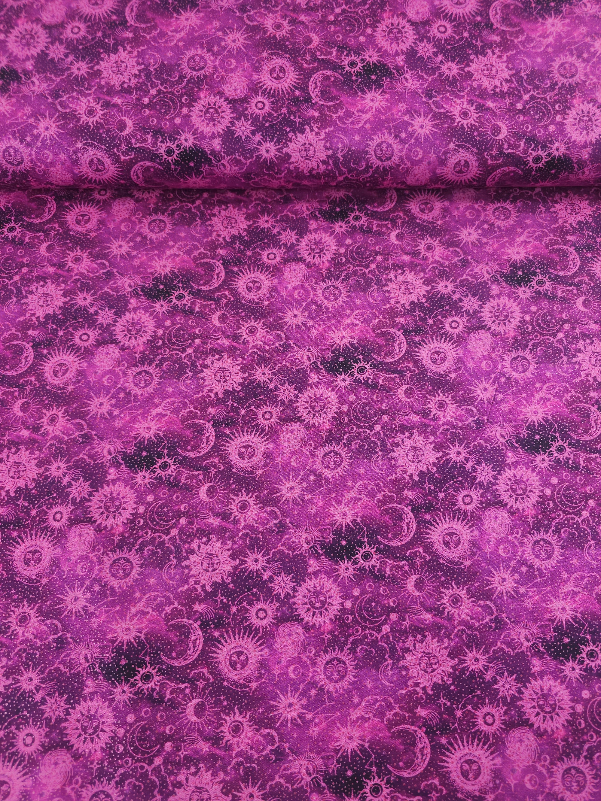 Magenta/Silver Celestial Skies 100% Cotton - Benartex