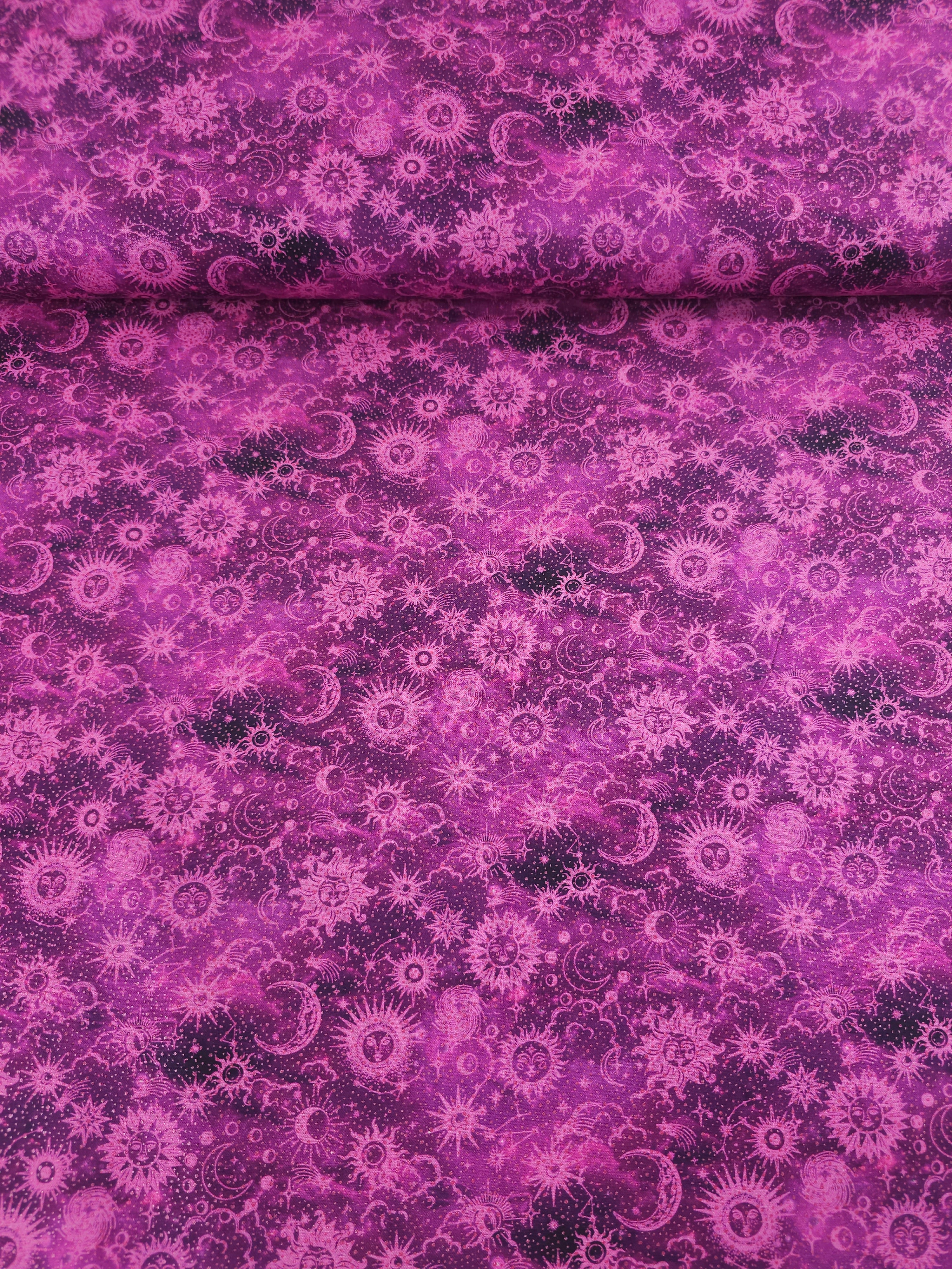 Magenta/Silver Celestial Skies 100% Cotton - Benartex