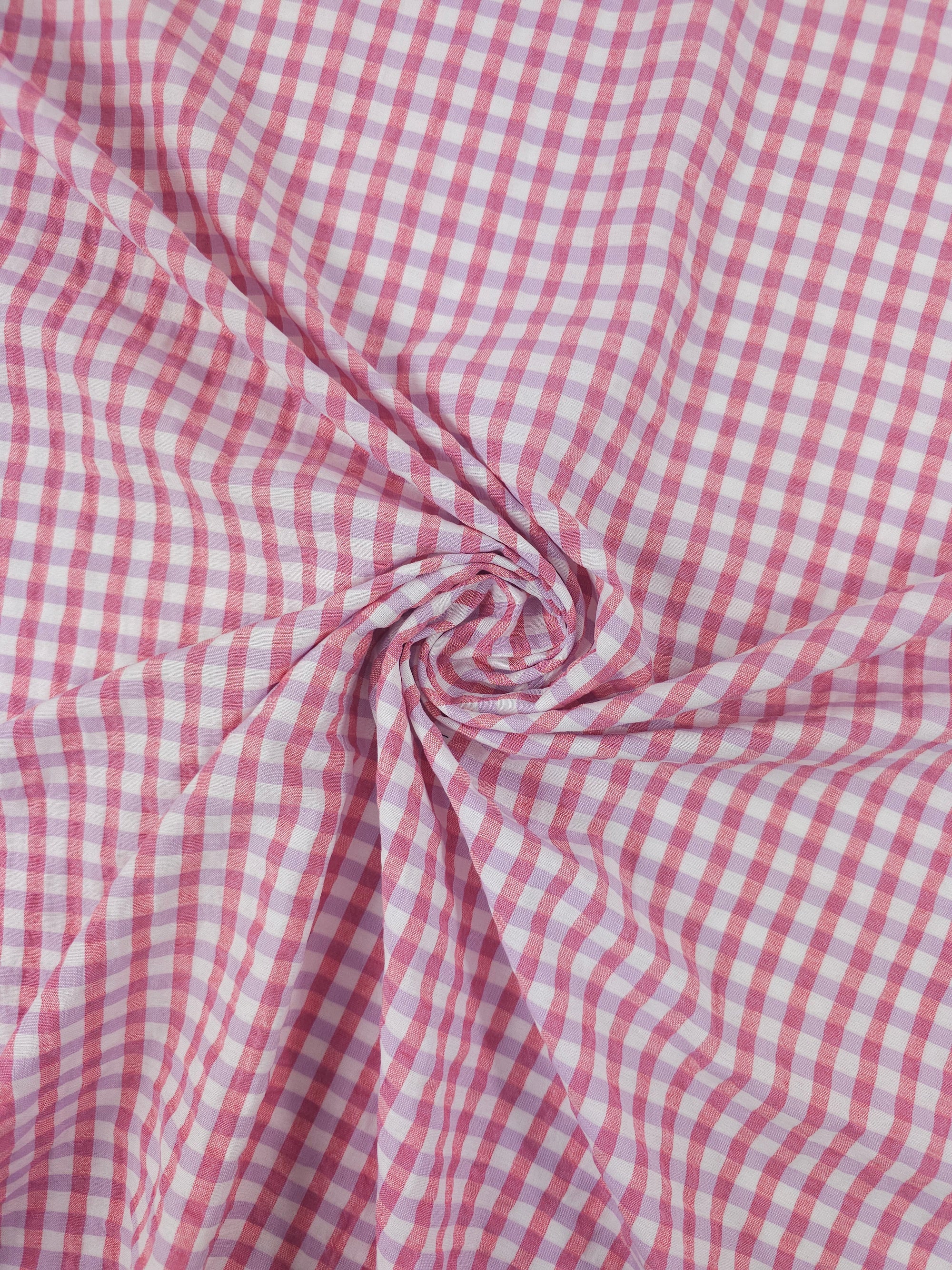 Candy Pink/Lilac Gingham Poly Cotton