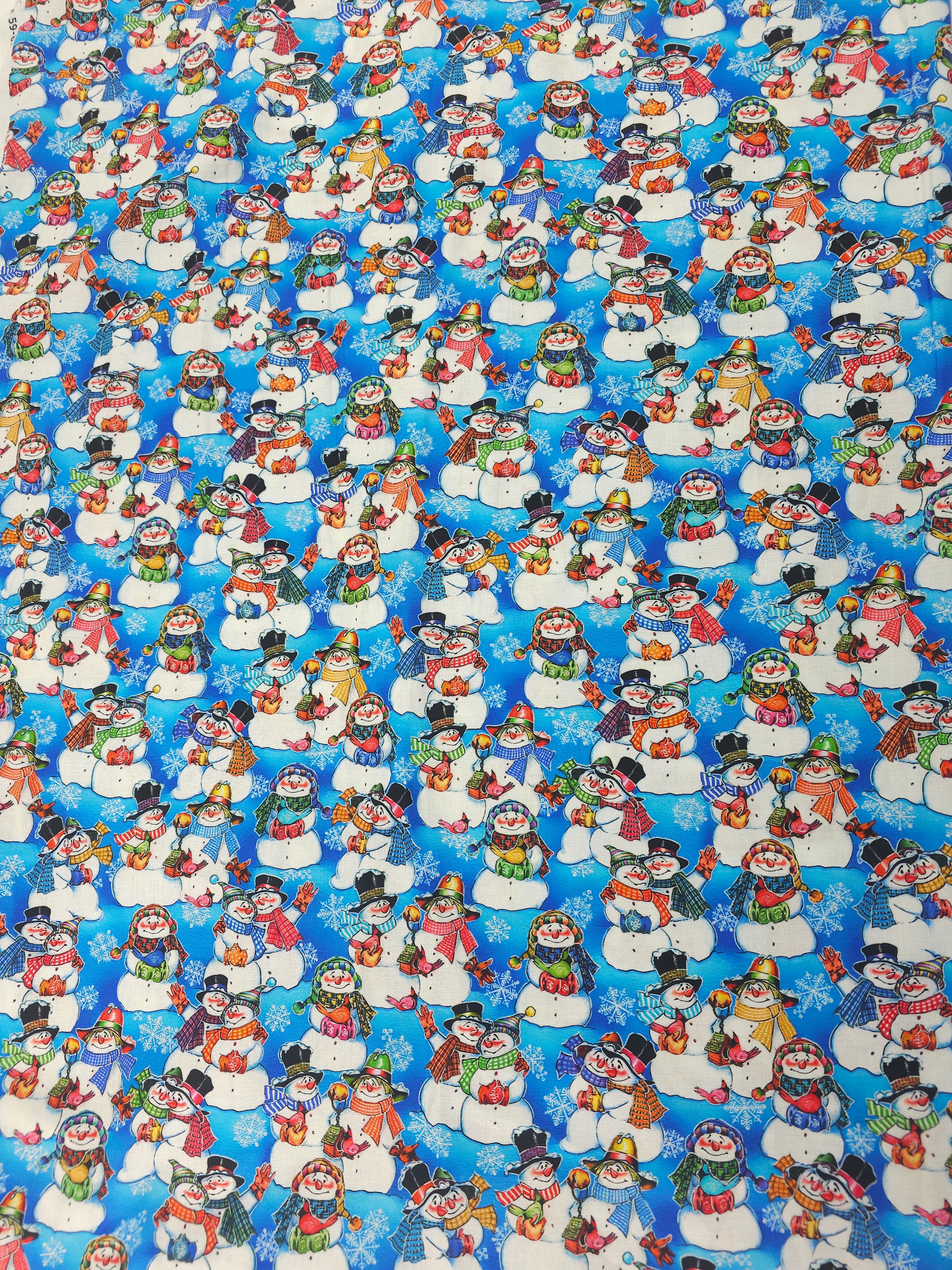 Blue snowman Cotton- 1m piece