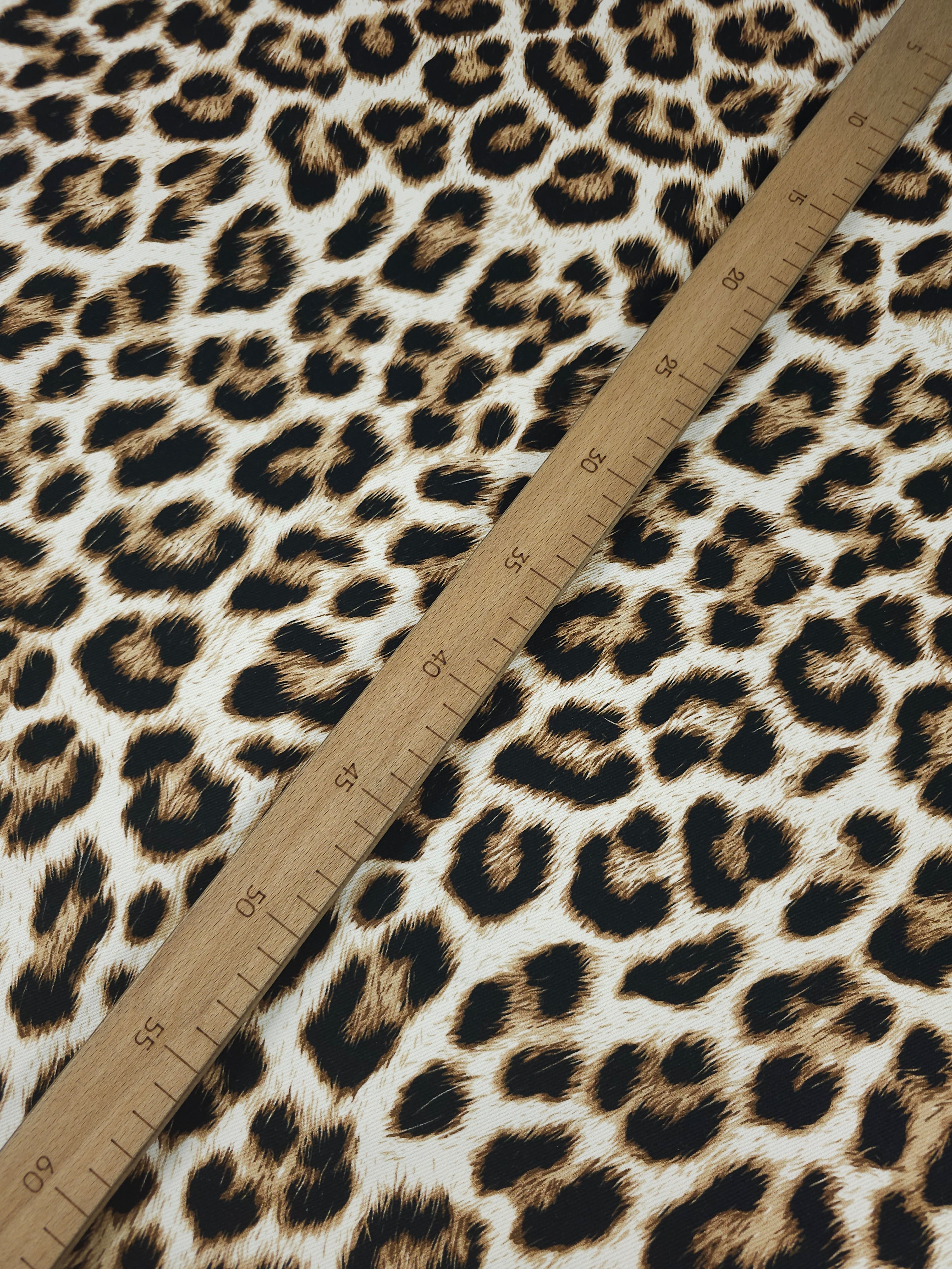White/Tan Leopard Denim