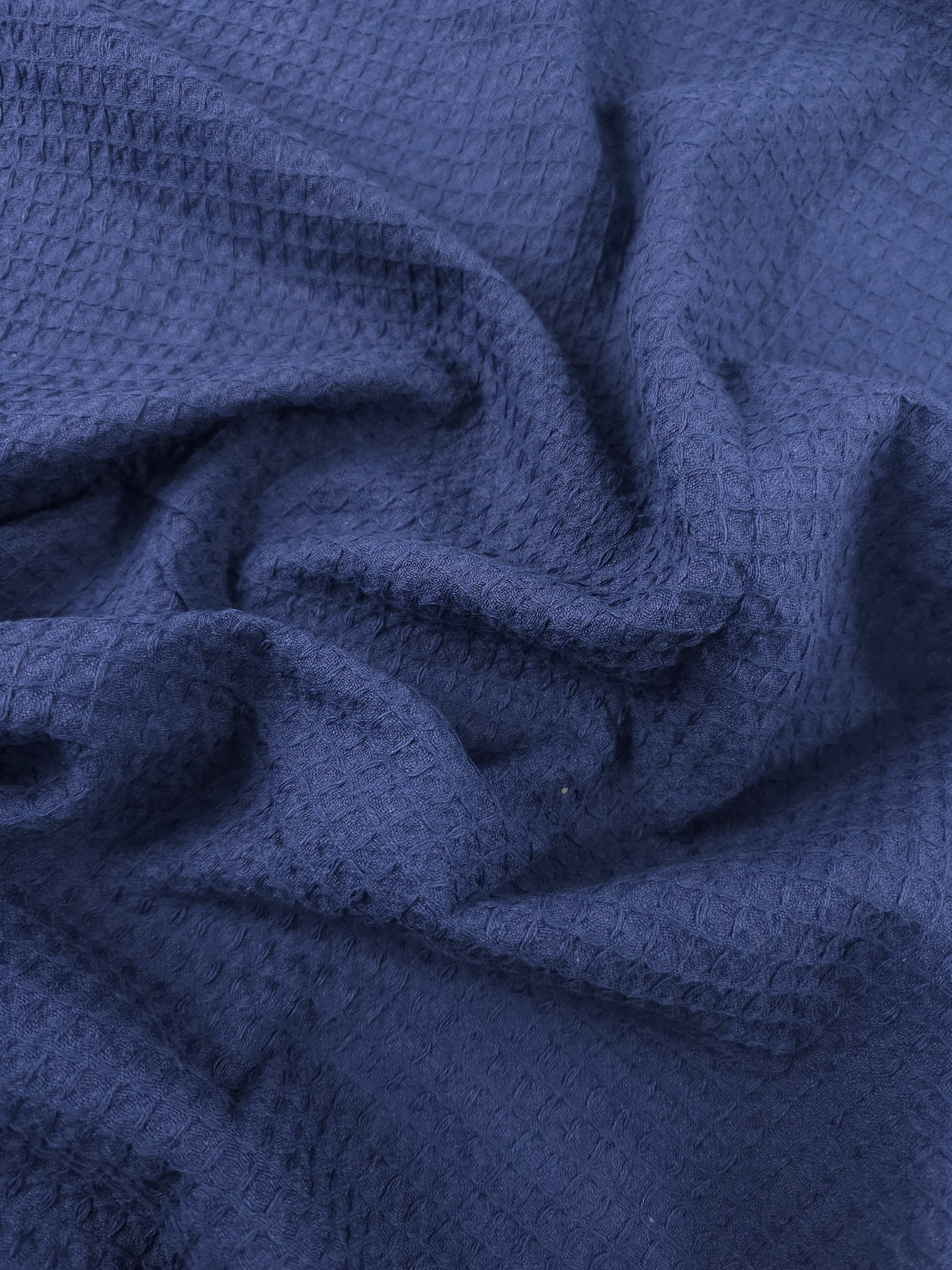 Navy Blue Waffle Cotton *EXTRA WIDE*
