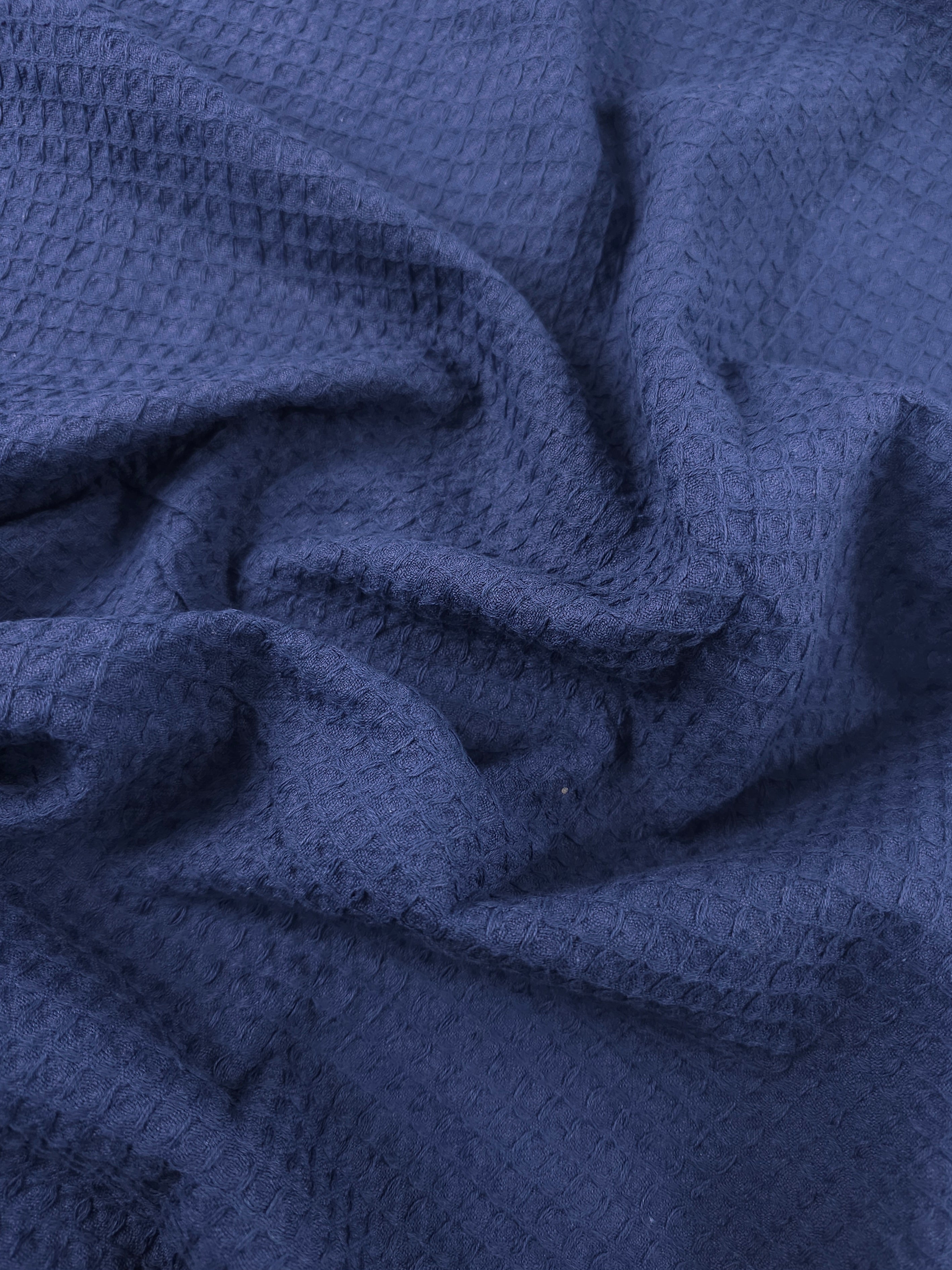 Navy Blue Waffle Cotton *EXTRA WIDE*