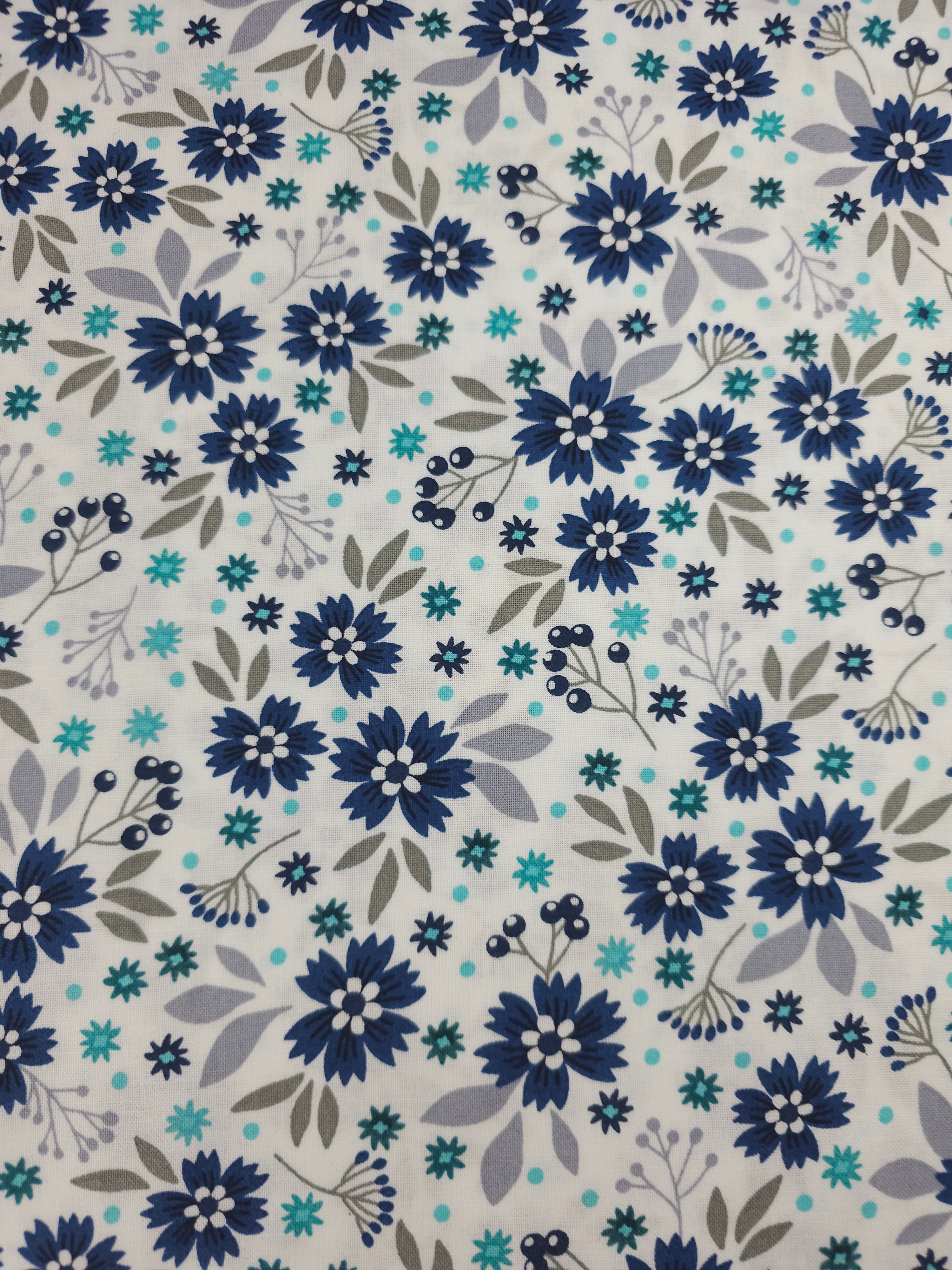 Navy Garden Bloom 100% Cotton