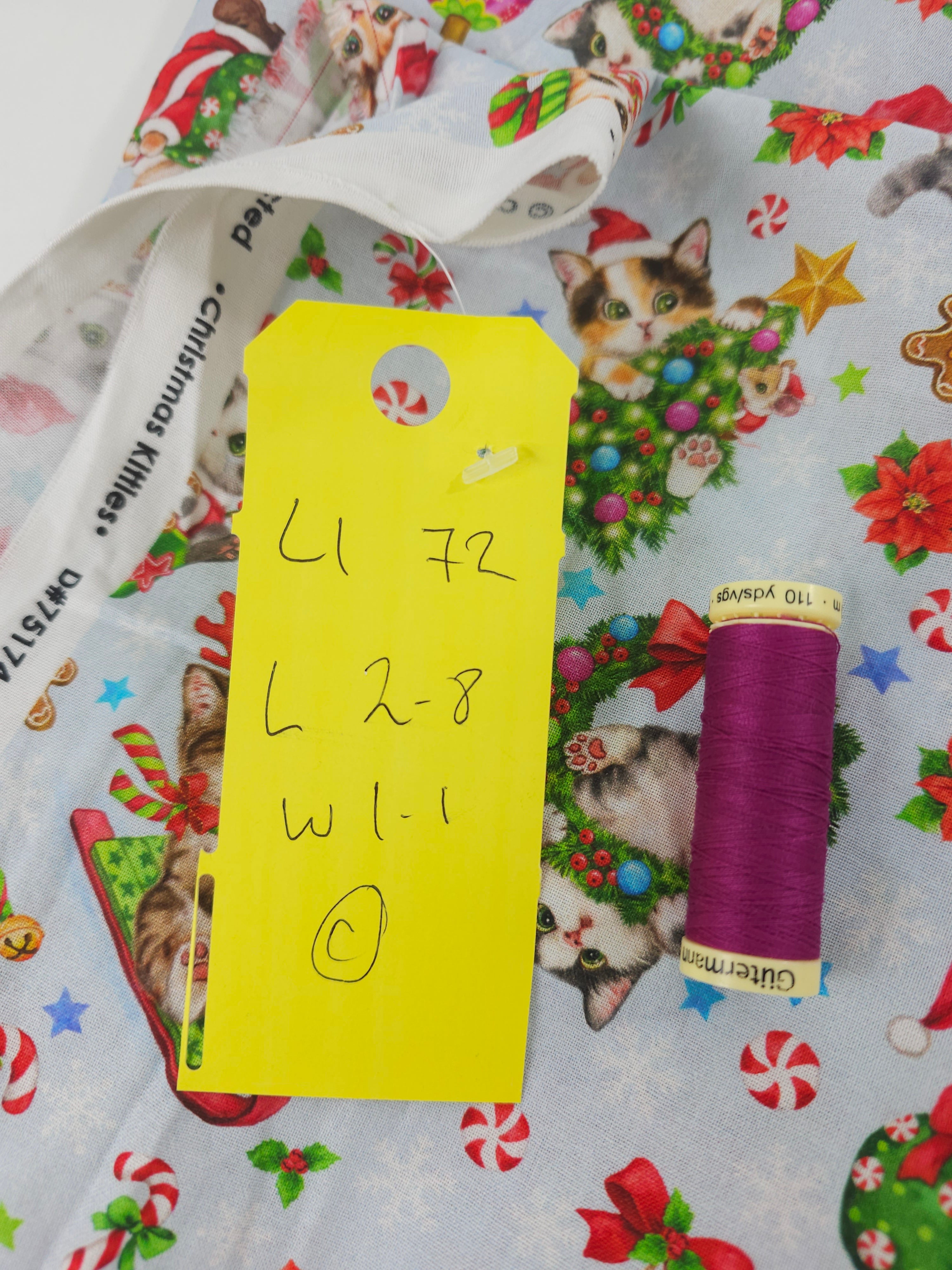 Cristmas cats Cotton- 2.8m piece