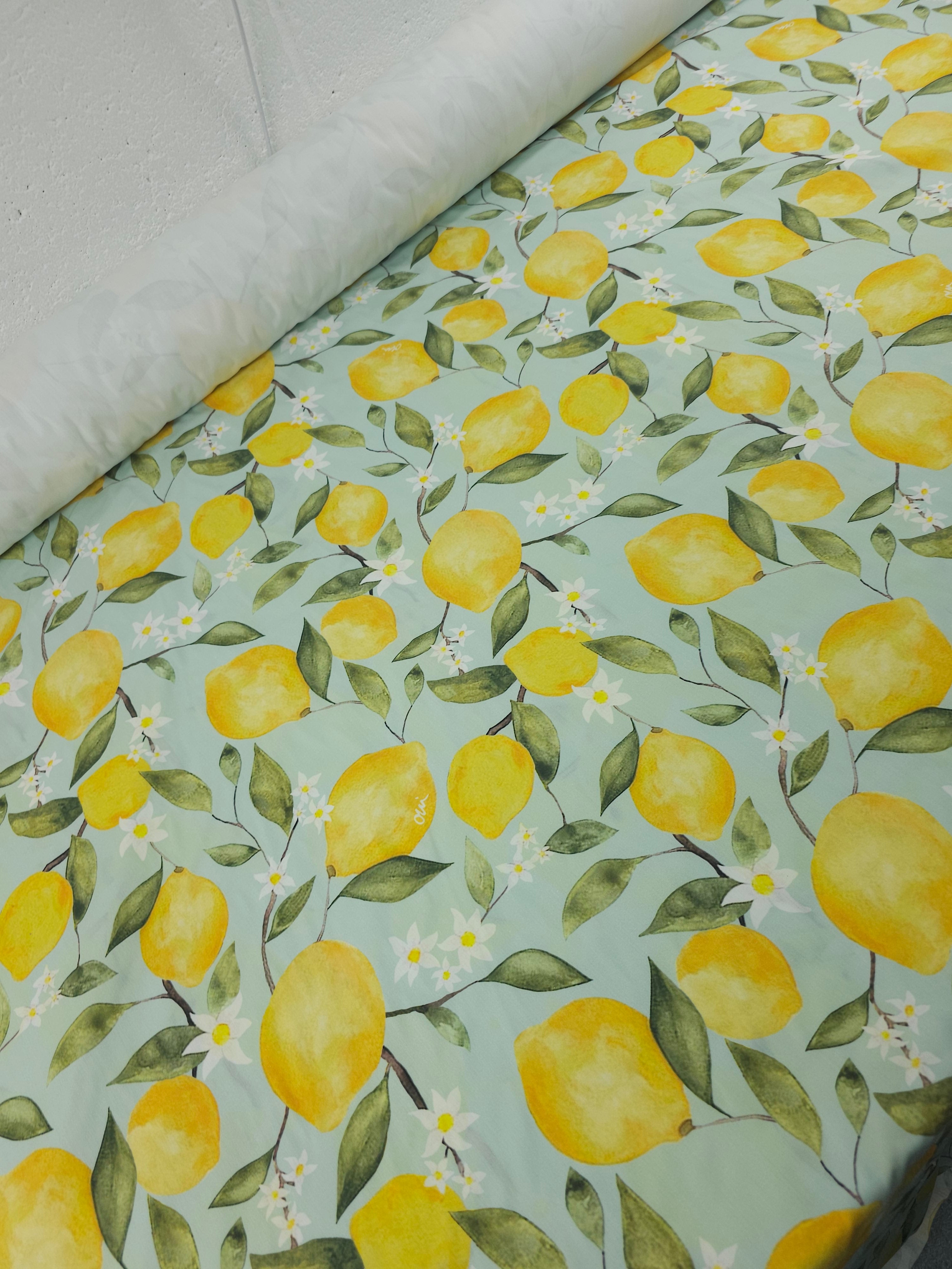 Lemon Daisy Branch Cotton Poplin