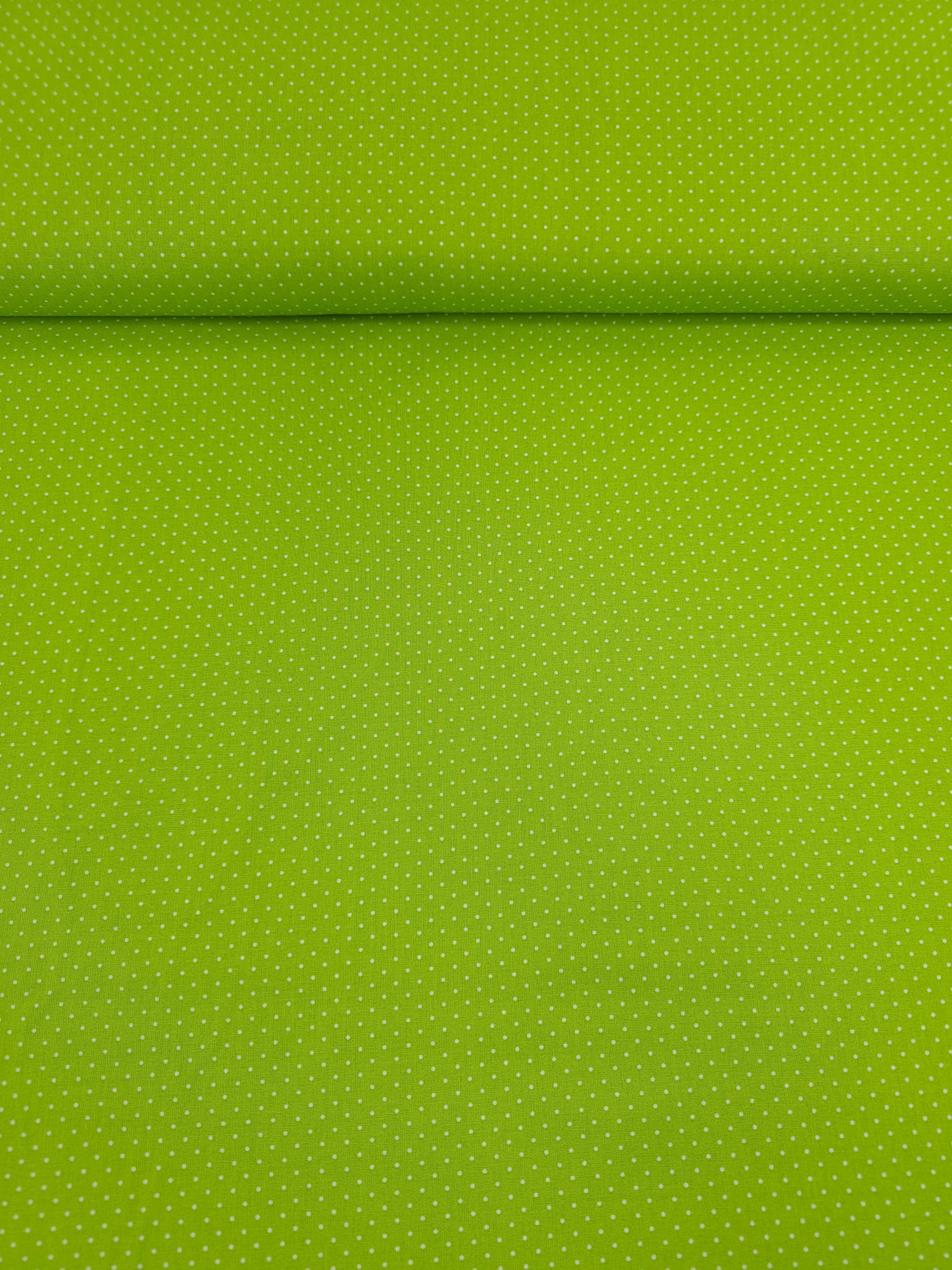 Lime Green Micro Polka Dot 100% Cotton 60”