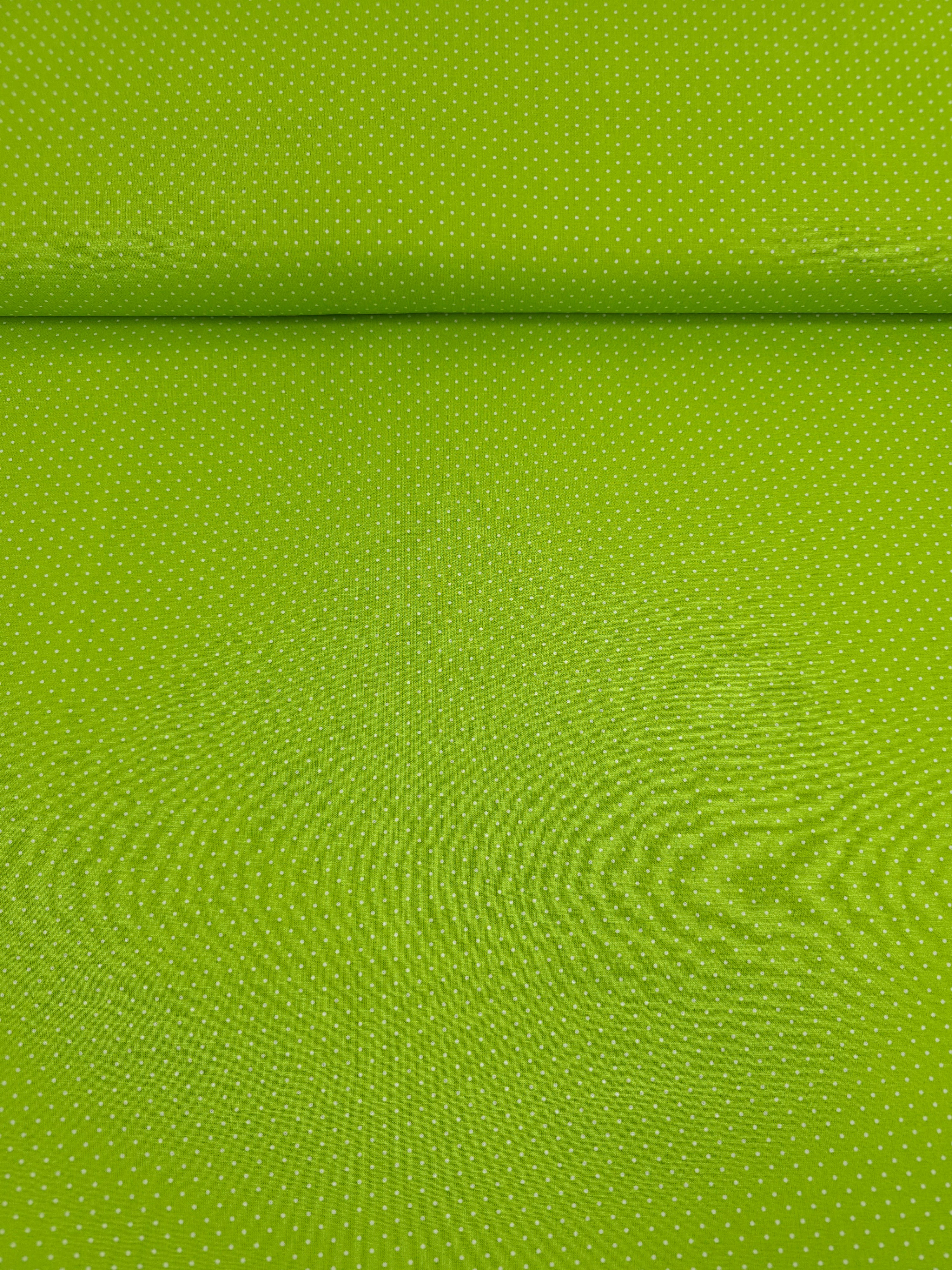 Lime Green Micro Polka Dot 100% Cotton 60”