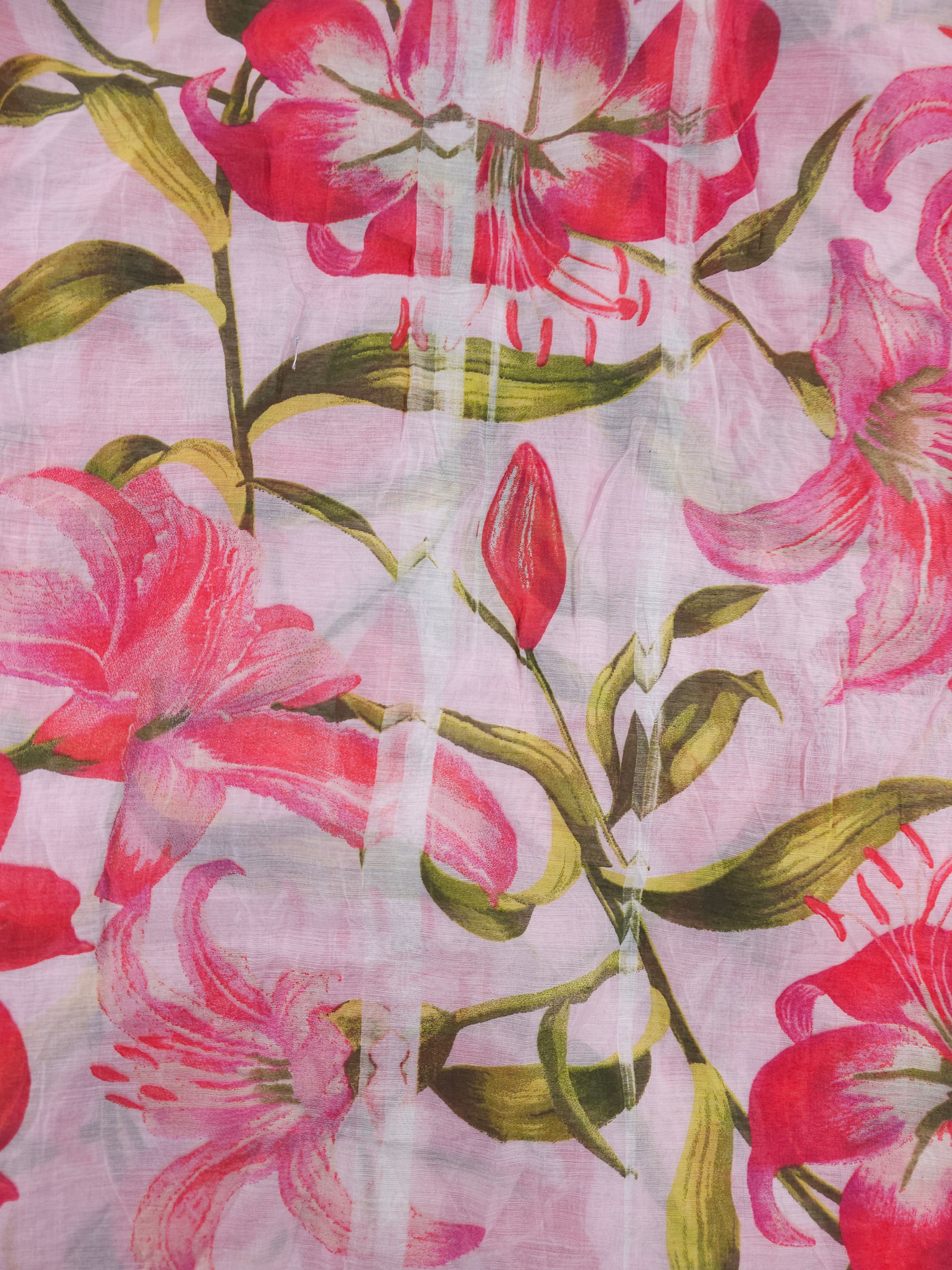 Pastel Floral Viscose Voile (Defect) - 4.8m Piece