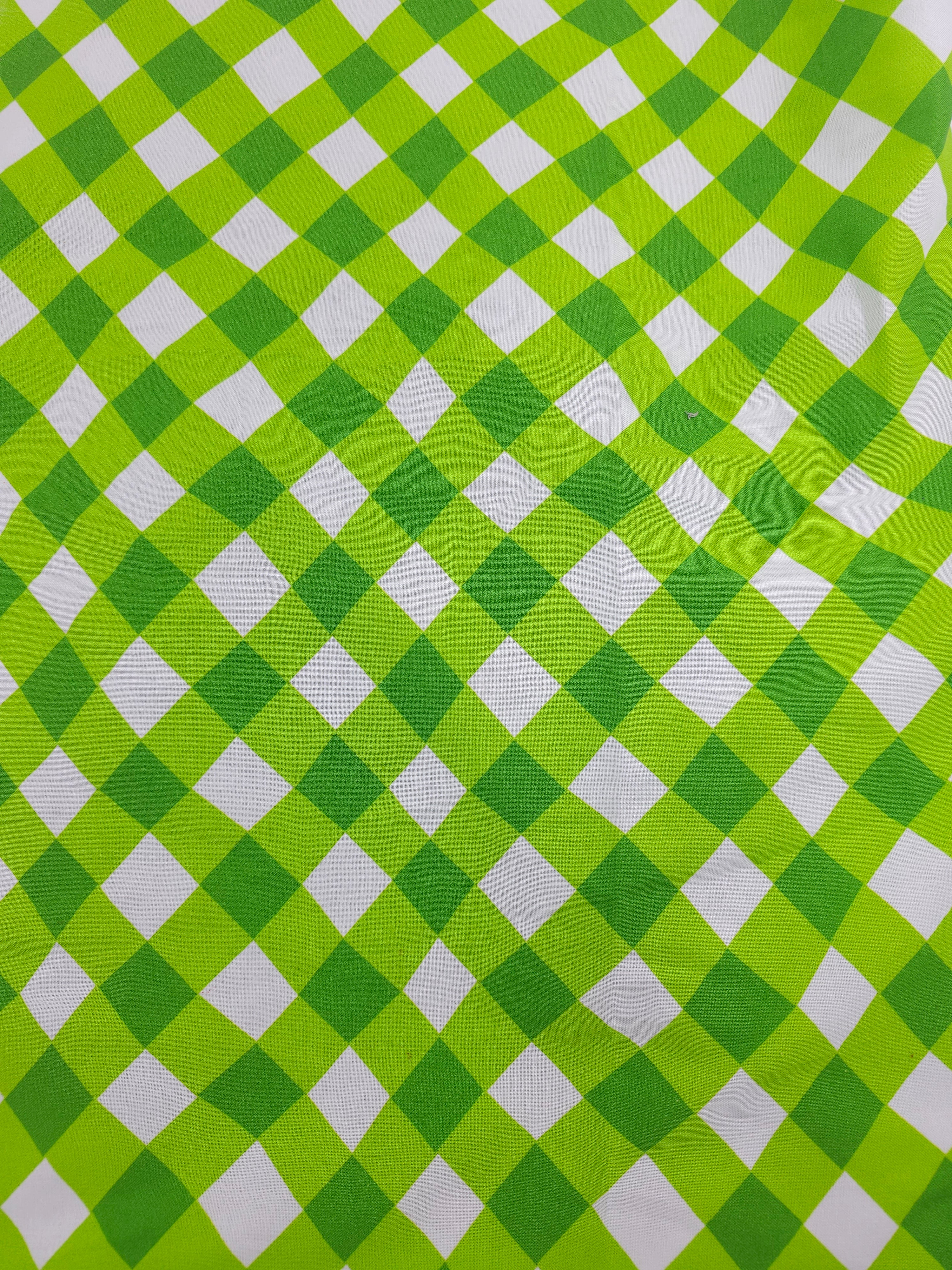 Lime diagonal plaid Cotton- 1.6m piece