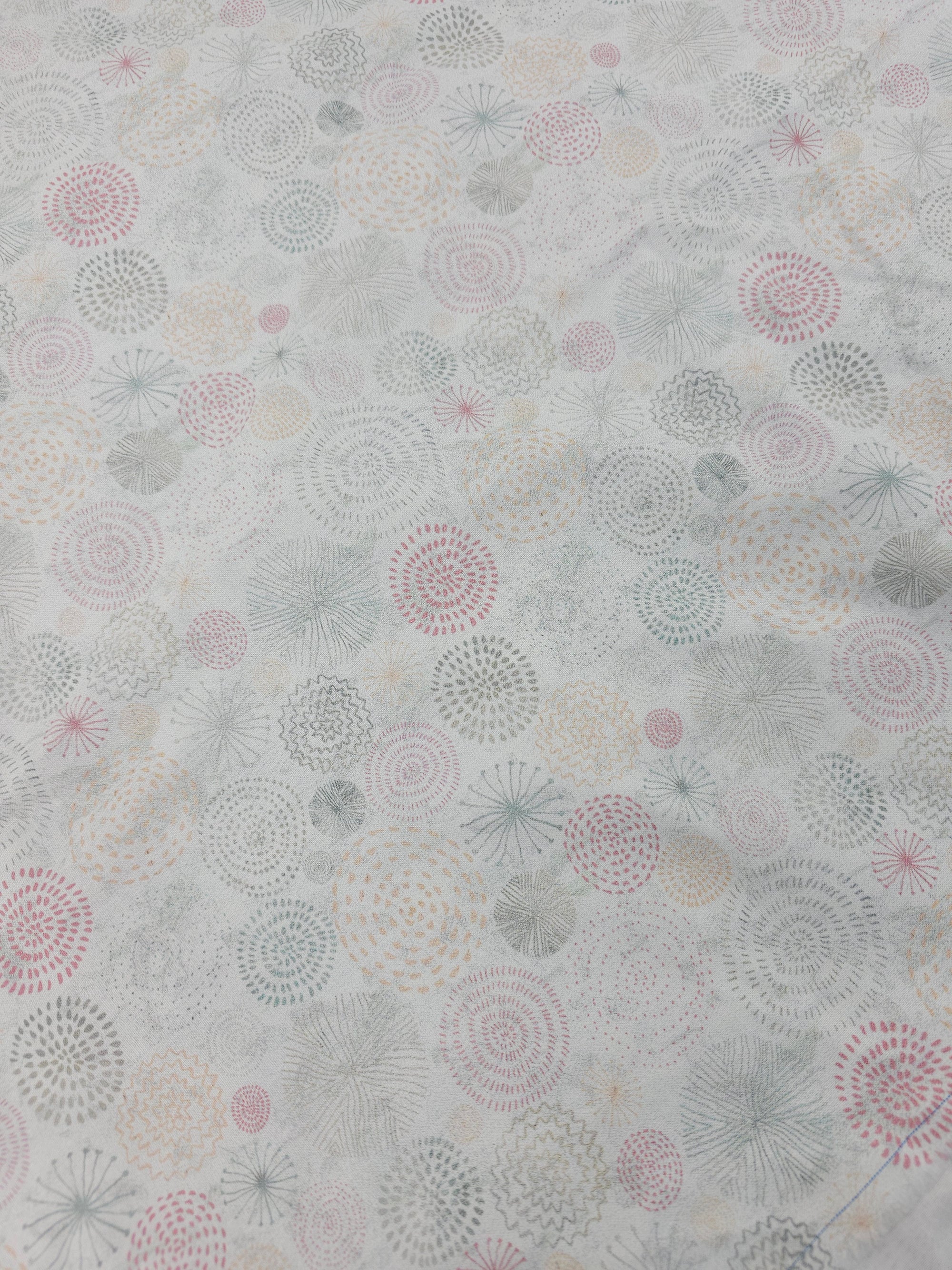 Light grey pink burst Cotton- 2.4m piece