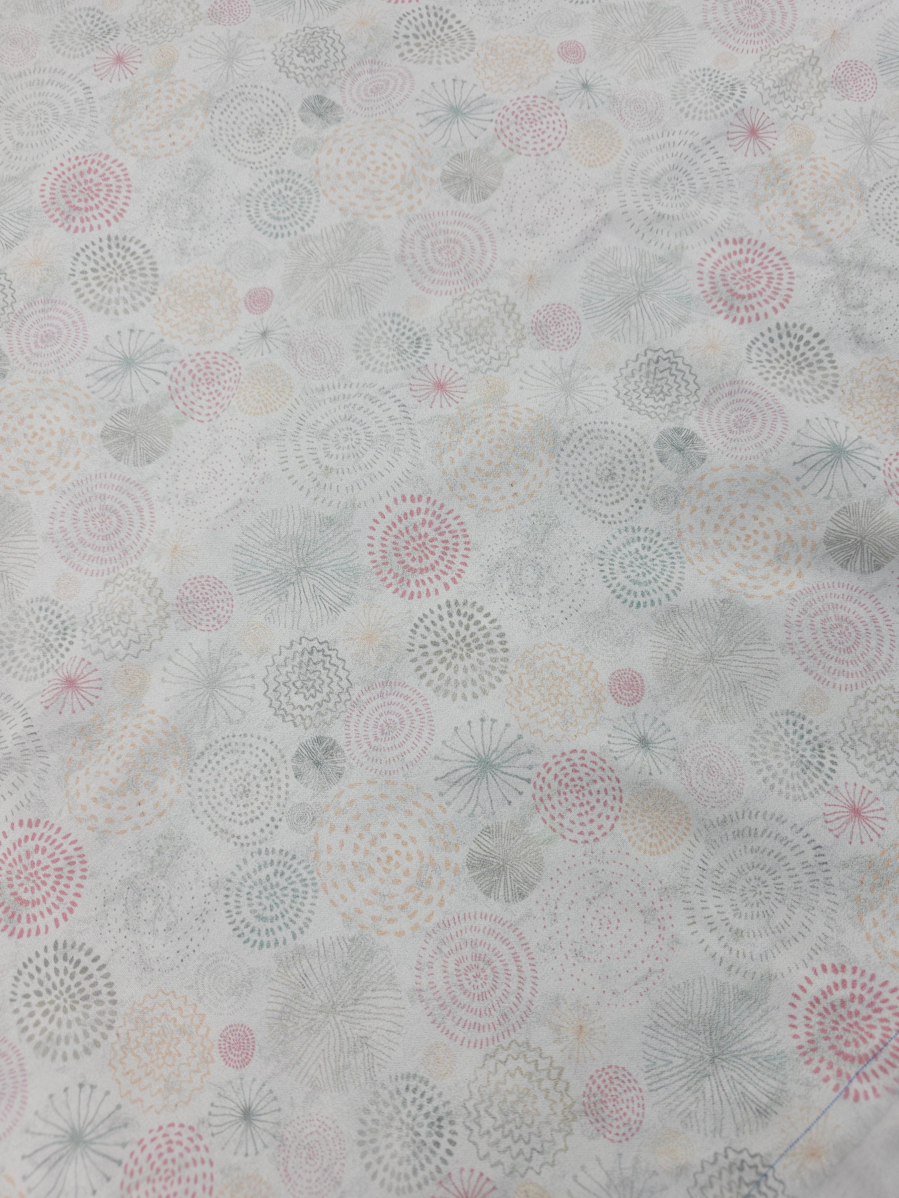 Light grey pink burst Cotton- 2.4m piece