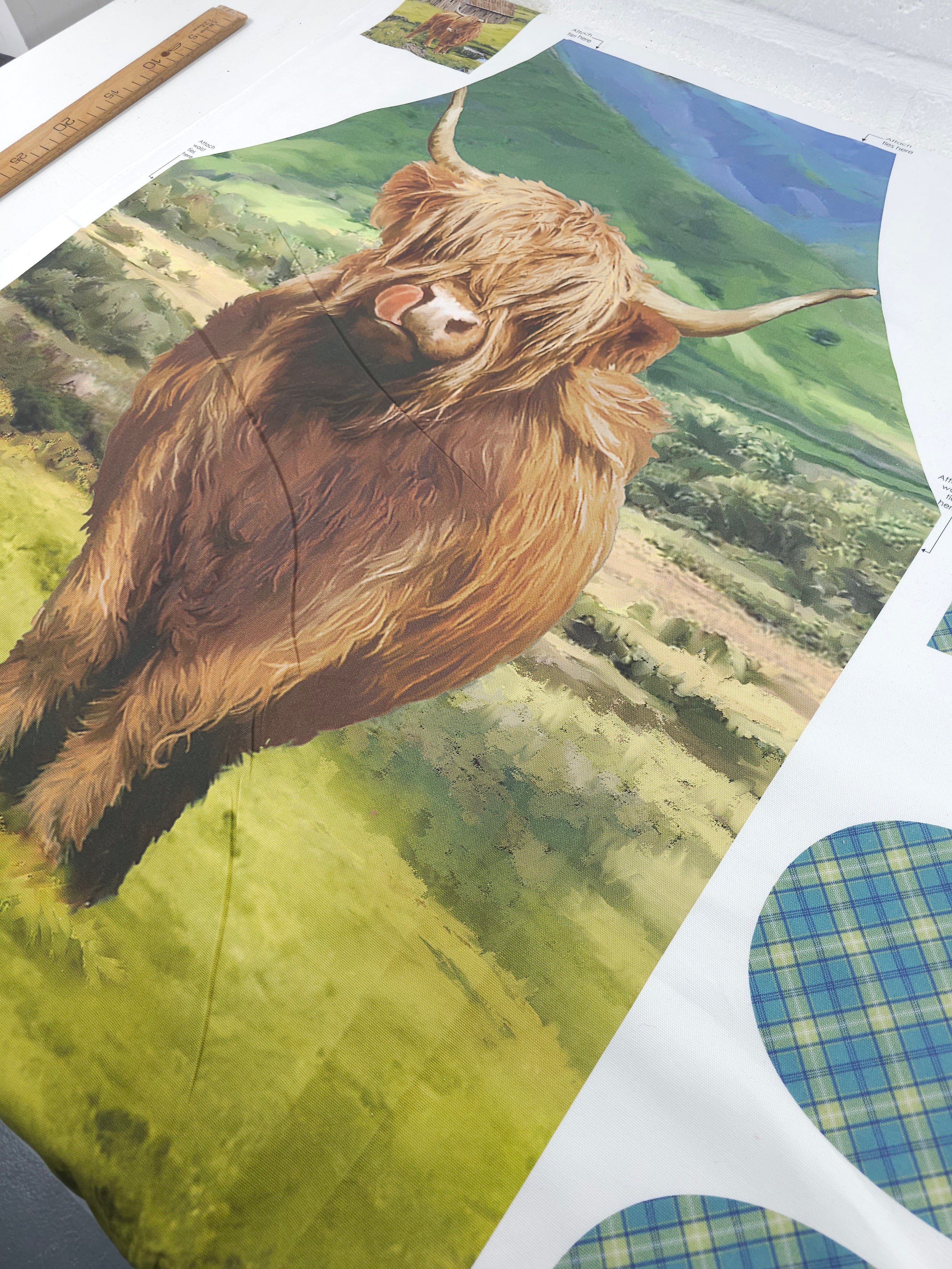*SEW YOUR OWN* Highland Cow Apron + Mitts Canvas Cotton