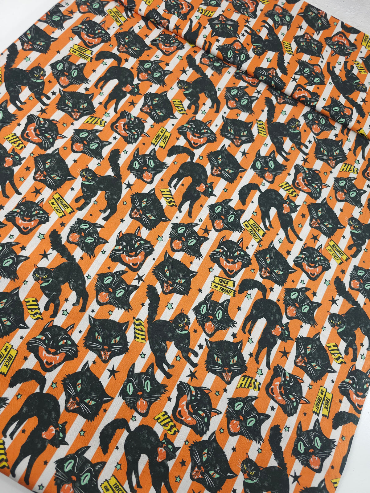 Orange Striped Trick Or Treat Cat 100% Cotton