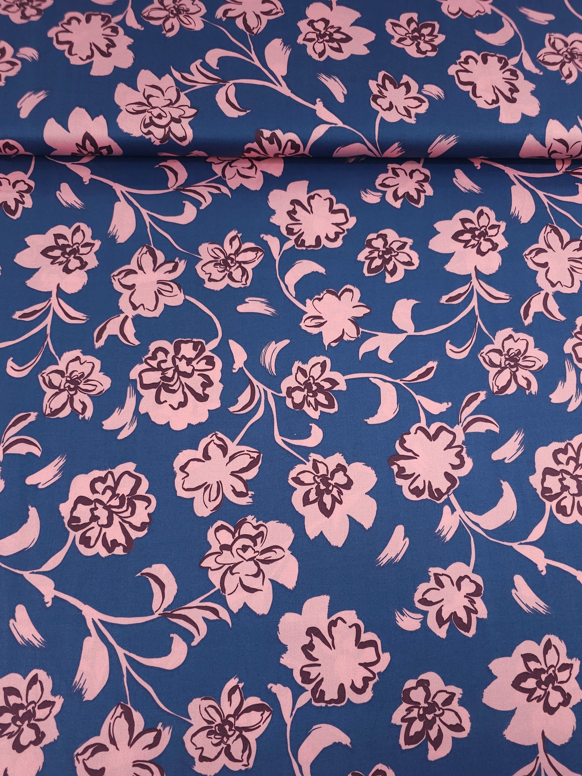 Hale Blue/Pink Bordeaux Floral Cotton Sateen 57"