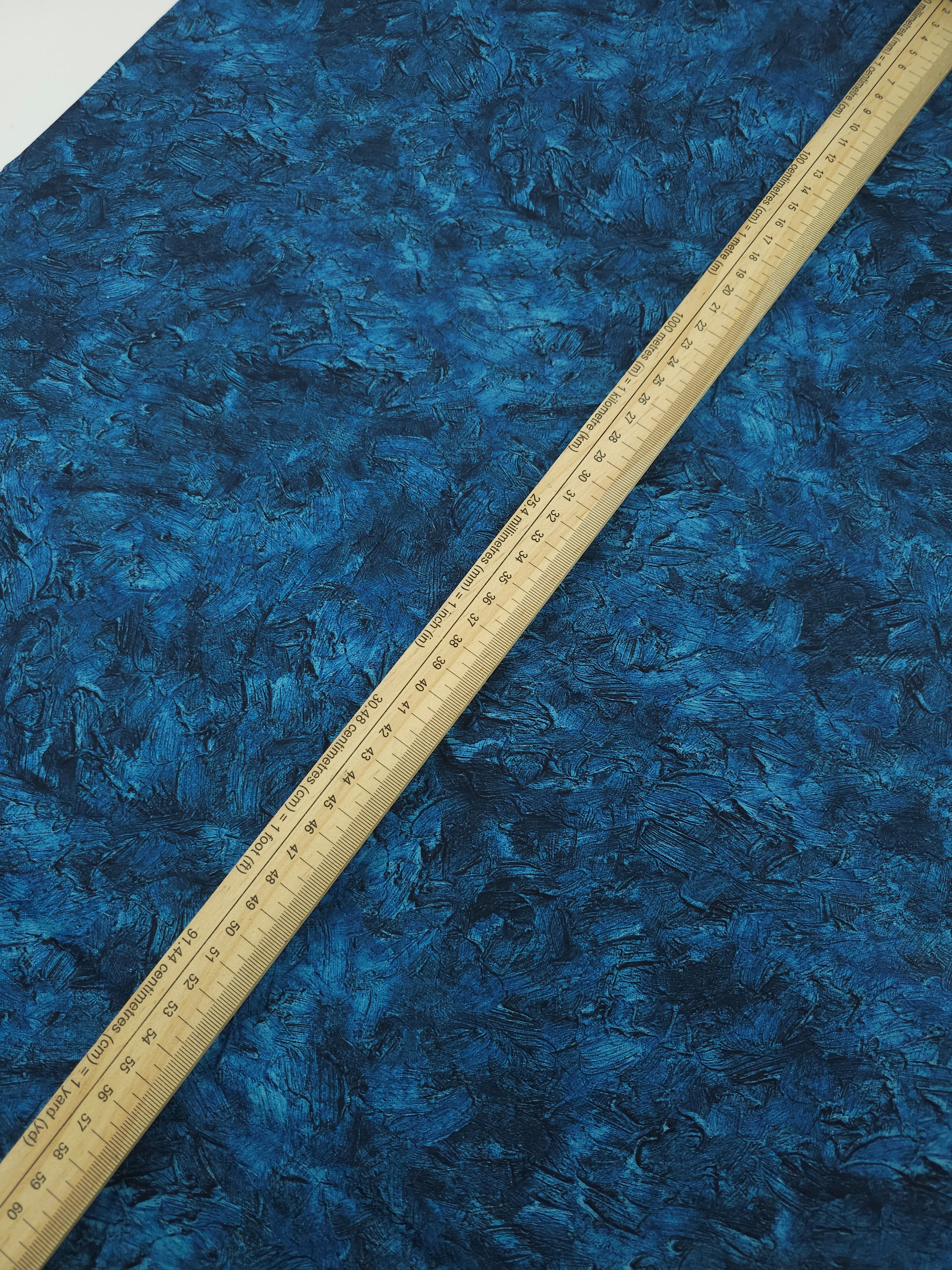 Petrol Blue Paint Swash Van Gogh 100% Cotton