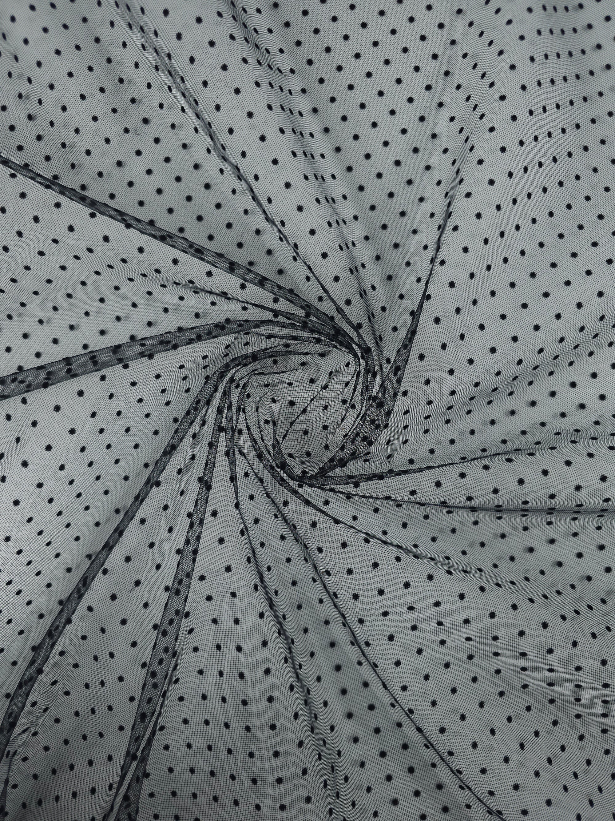 Black Mini Velvet Polka Net