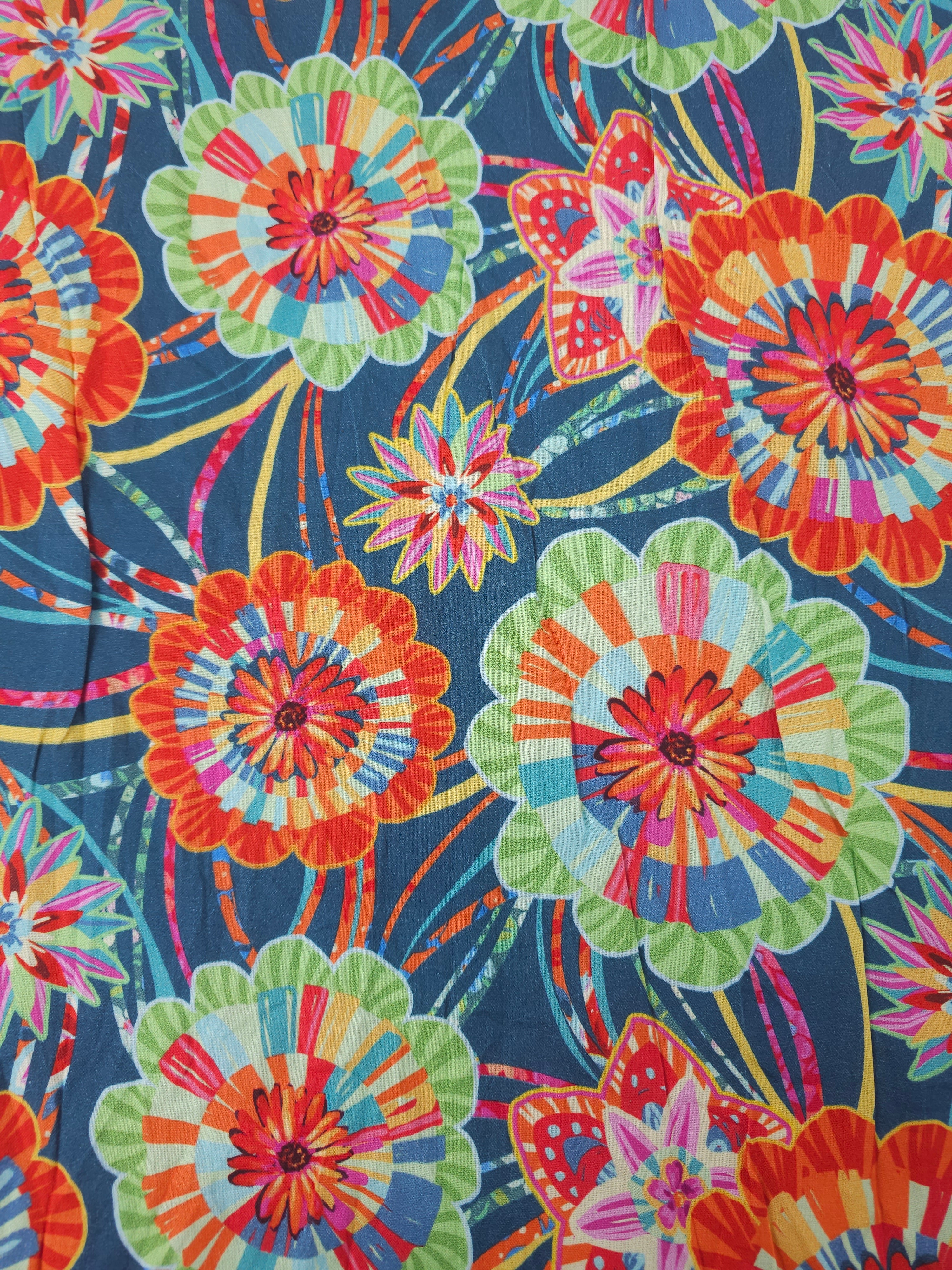 Petrol Blue Mandala Festival 100% Cotton - Odile Bailloeul