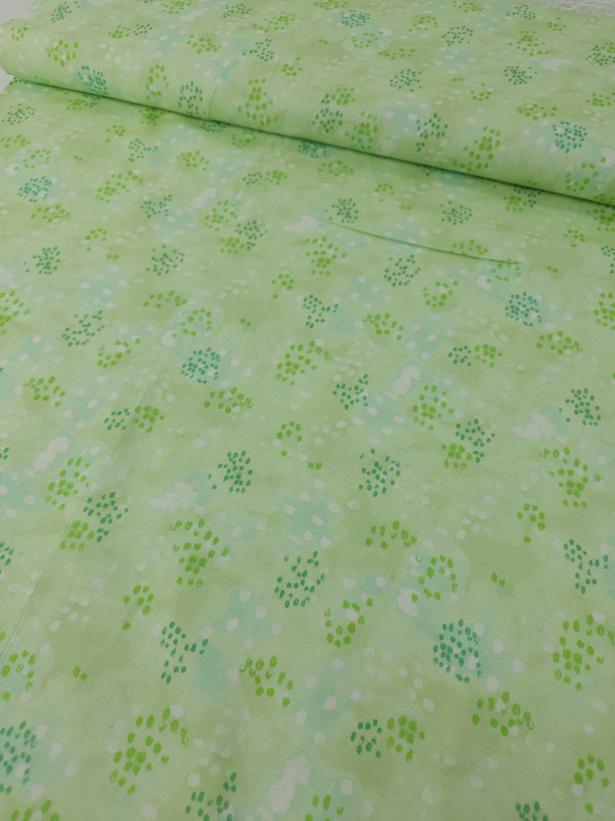 Lime Abstract Speckle Splodge 100% Cotton